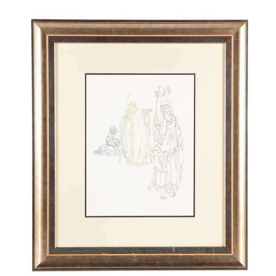 Guillaume Azoulay Etching "Abraham and Ishmael"
