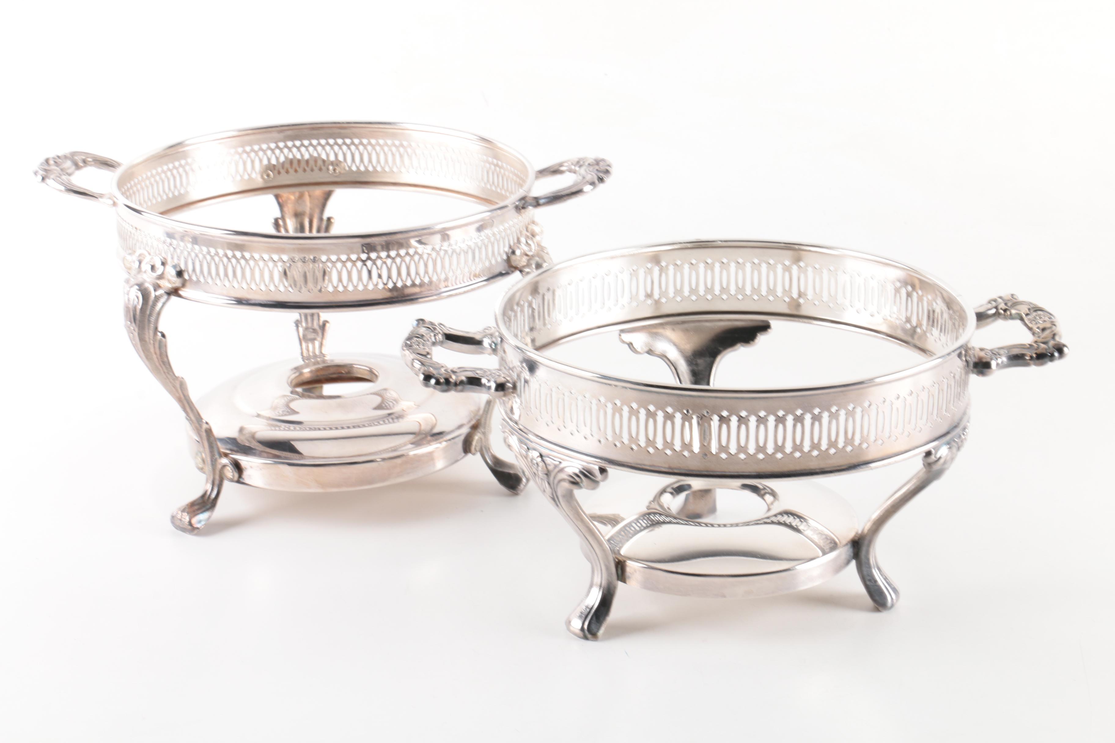 Silver Plate Chafing Dishes and Covered Compotes