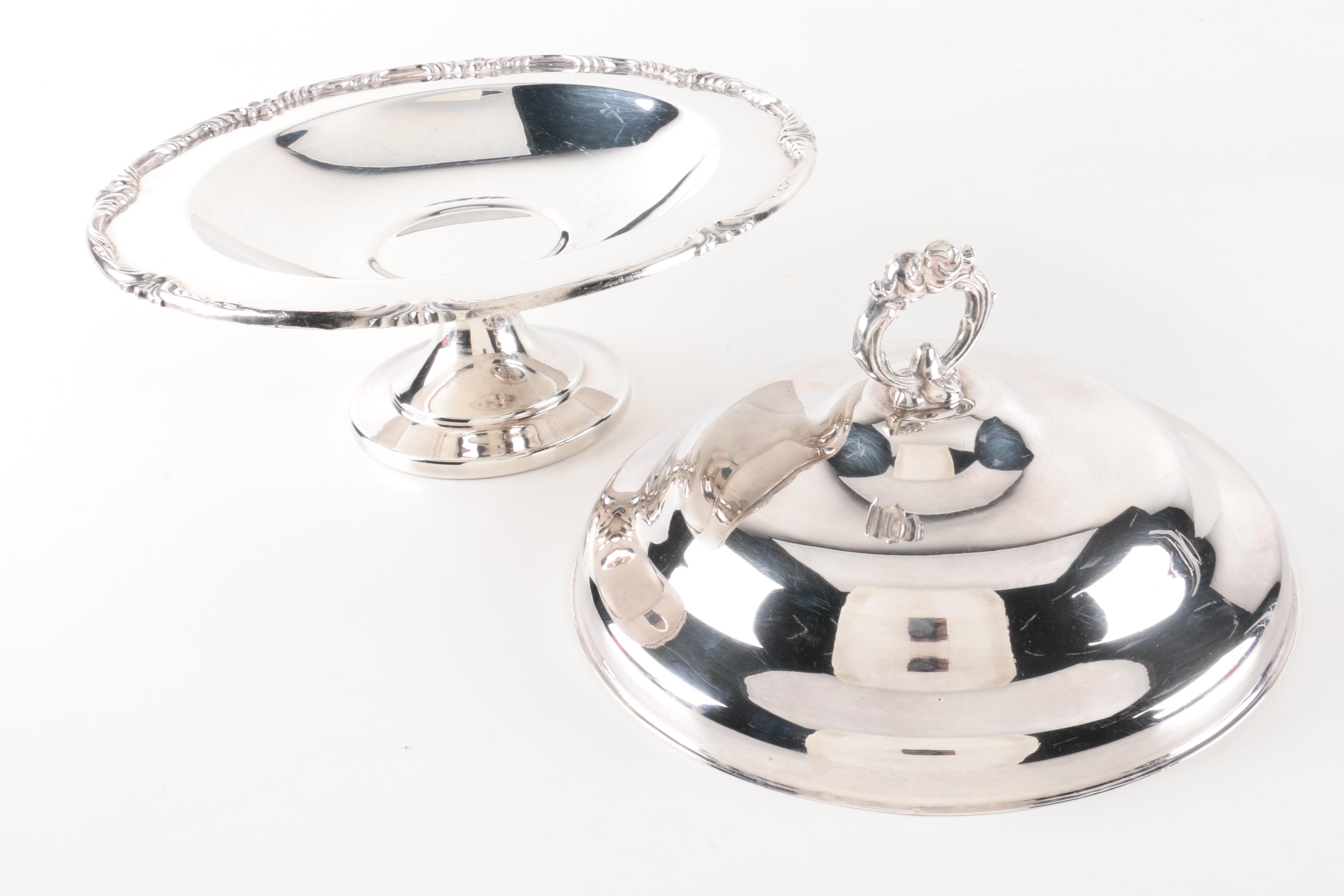 Silver Plate Chafing Dishes and Covered Compotes