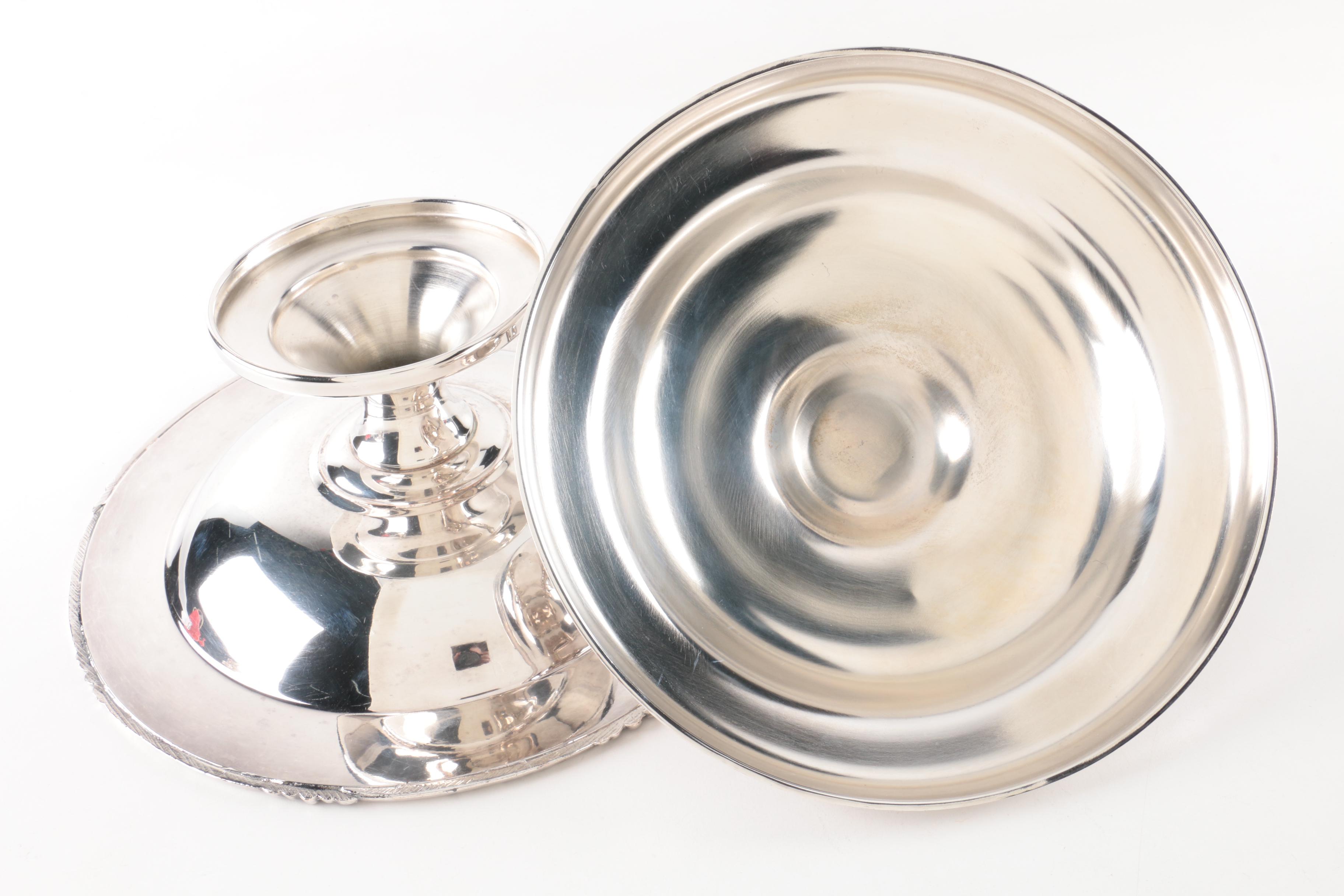 Silver Plate Chafing Dishes and Covered Compotes