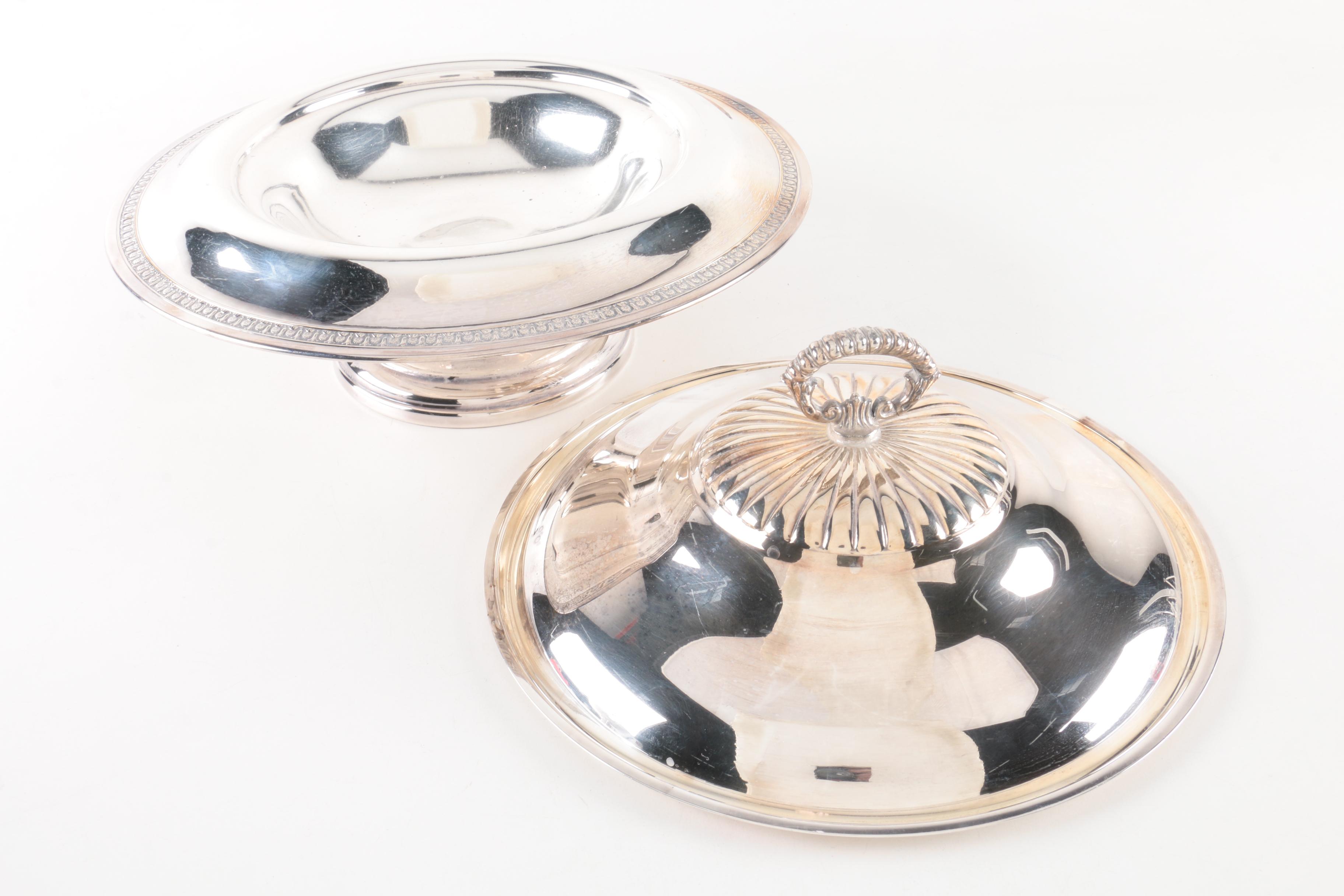 Silver Plate Chafing Dishes and Covered Compotes