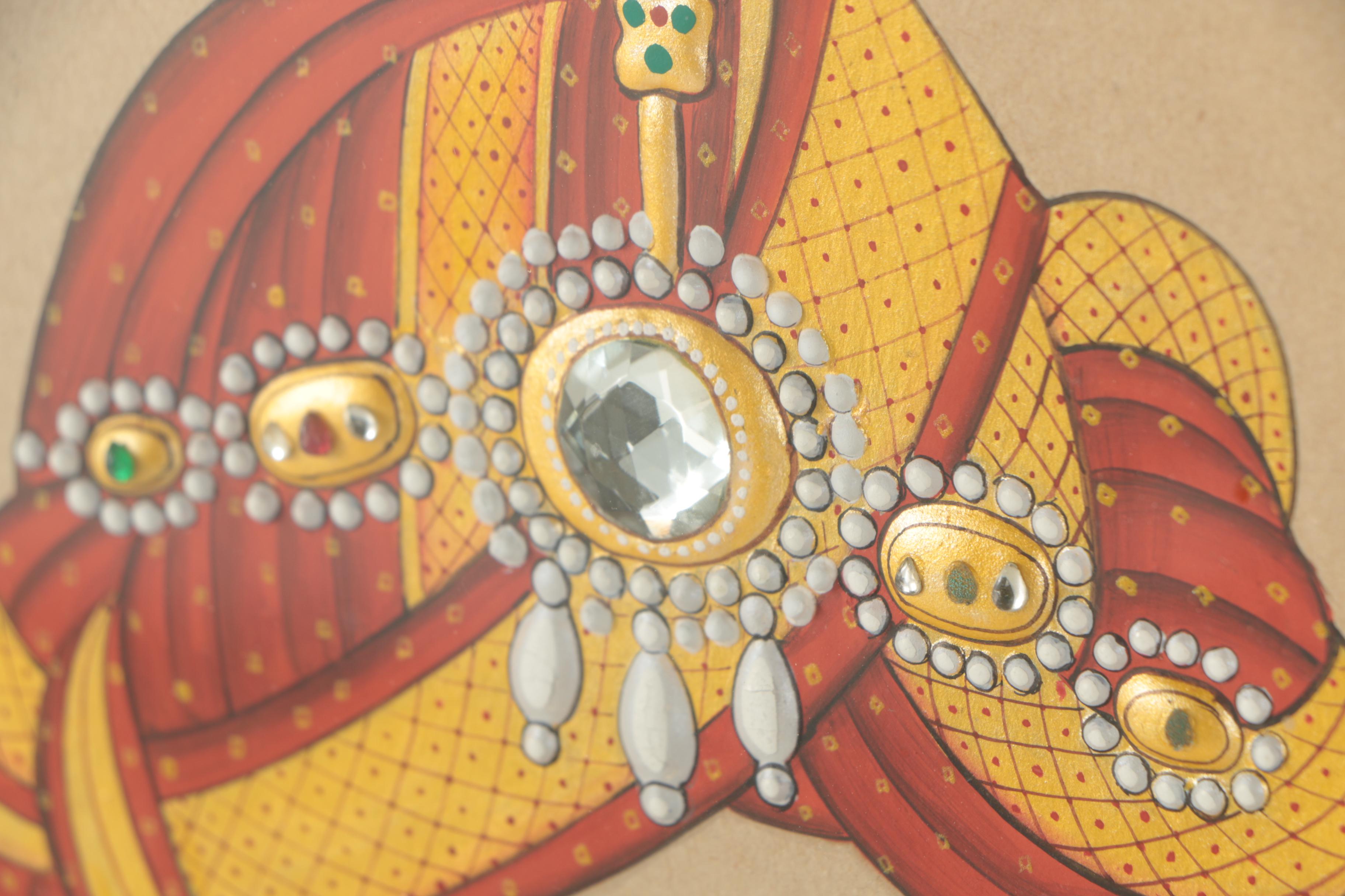 Embellished Gouache Portrait of a Man