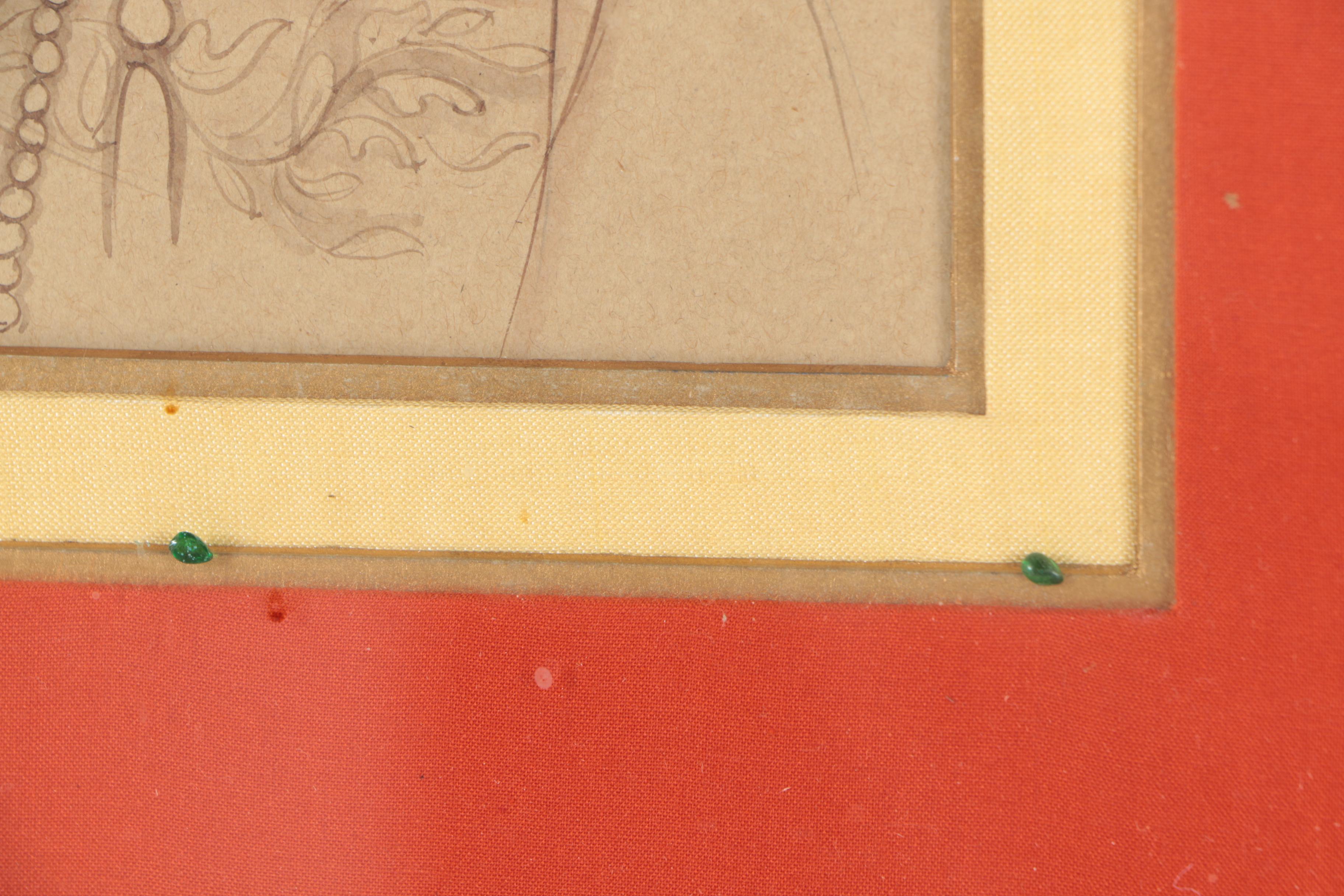 Embellished Gouache Portrait of a Man