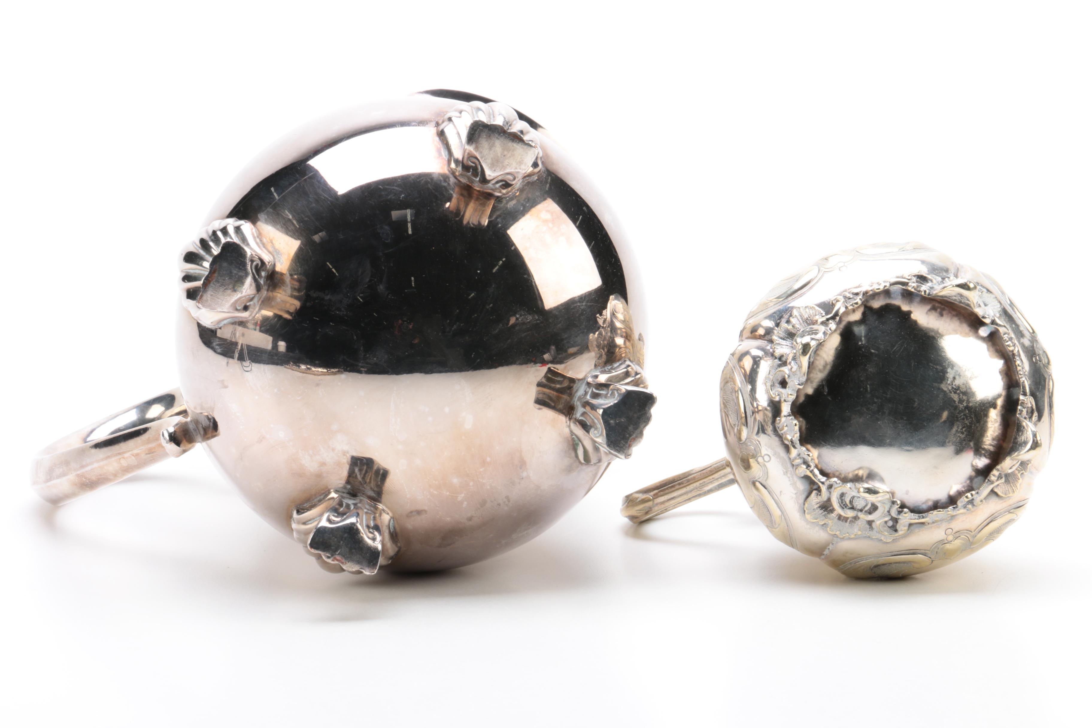 Wallace Silver Plate Tray with Other Plated Silver Trays and Pitchers