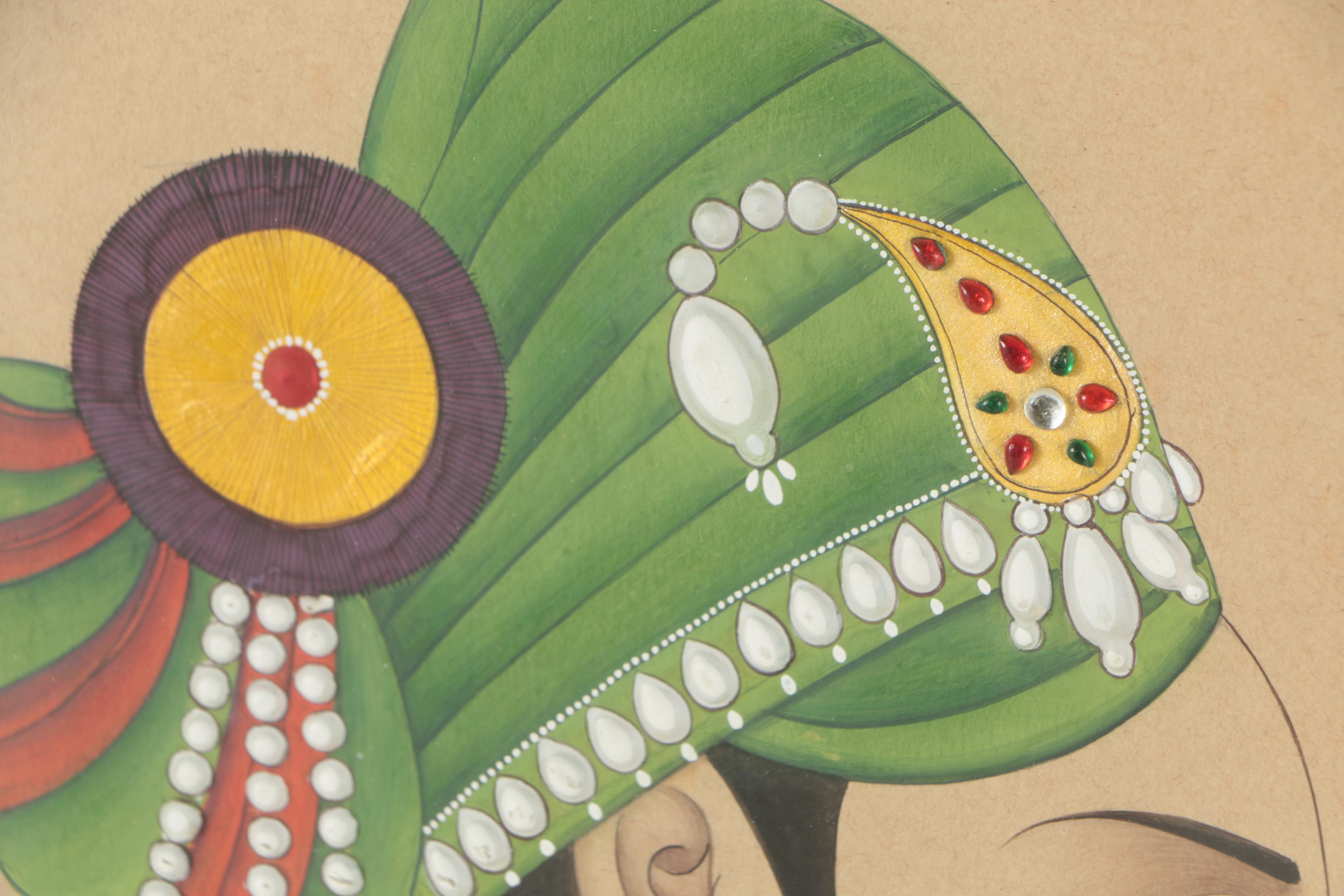 Embellished Gouache Portrait of a Man