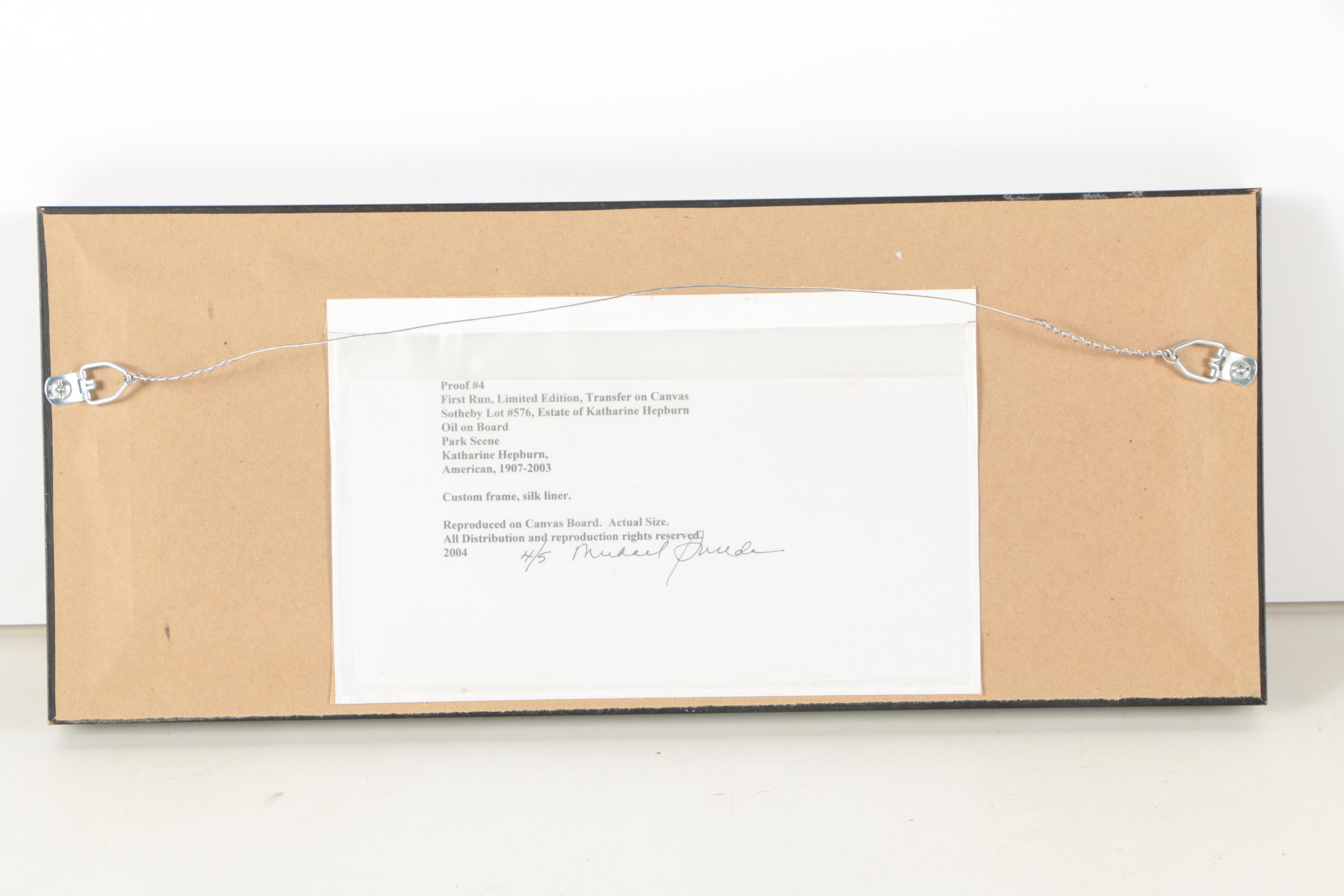 Giclee Reproduction Print After Katharine Hepburn "Park Scene"