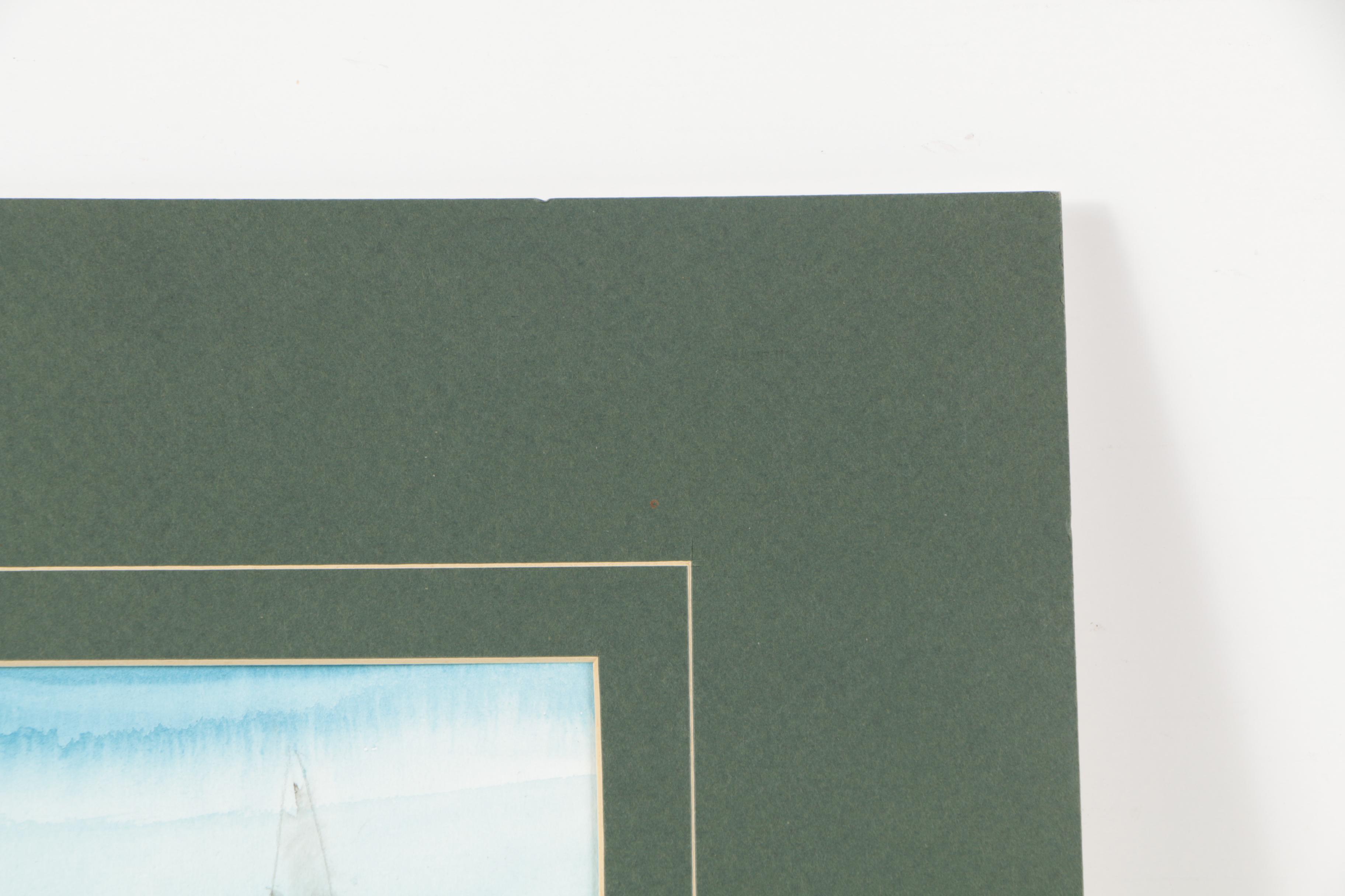 East Asian Watercolor Painting of Koi Fish