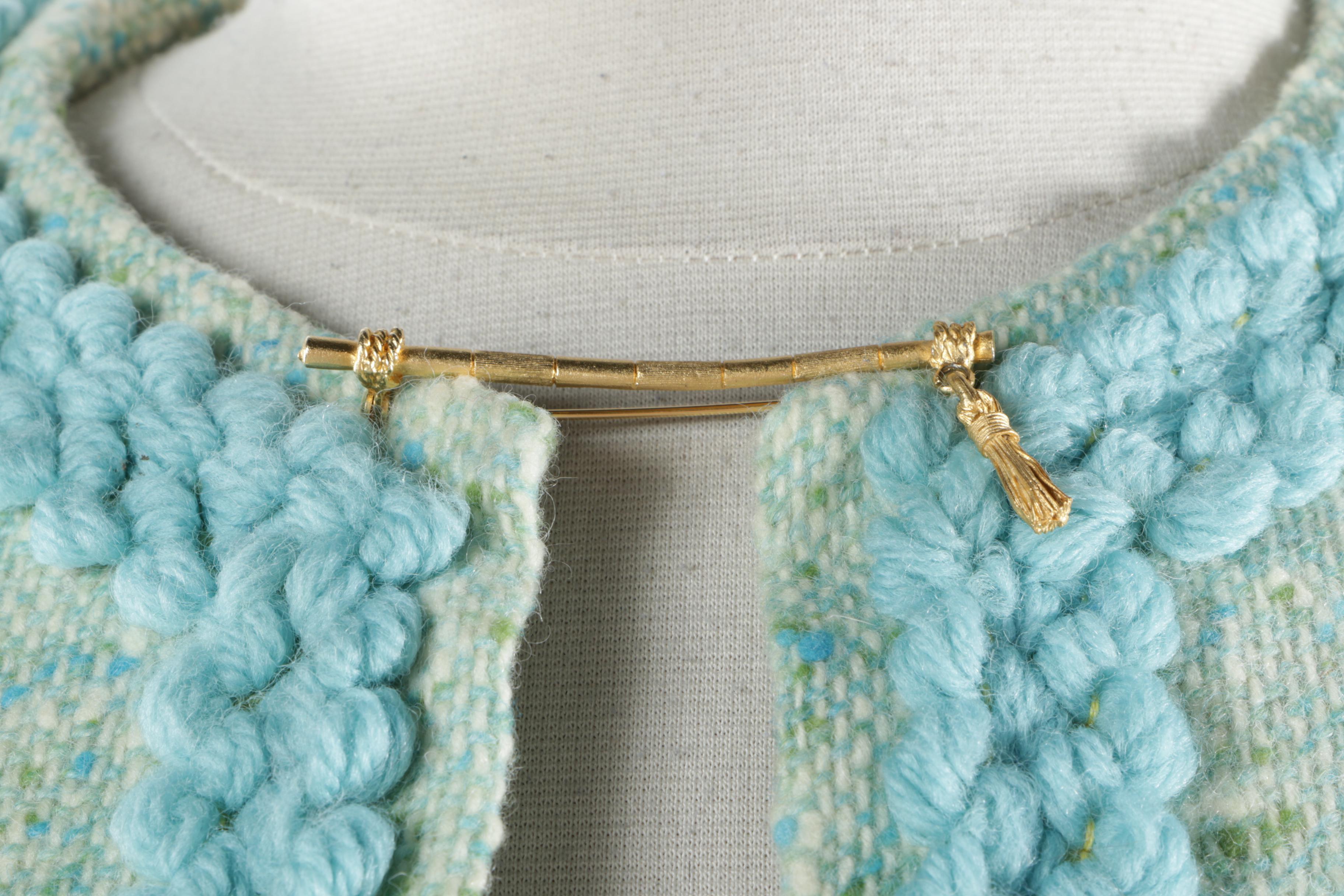 1960s Vintage Pendleton Green and Blue Wool Tweed Skirt Suit