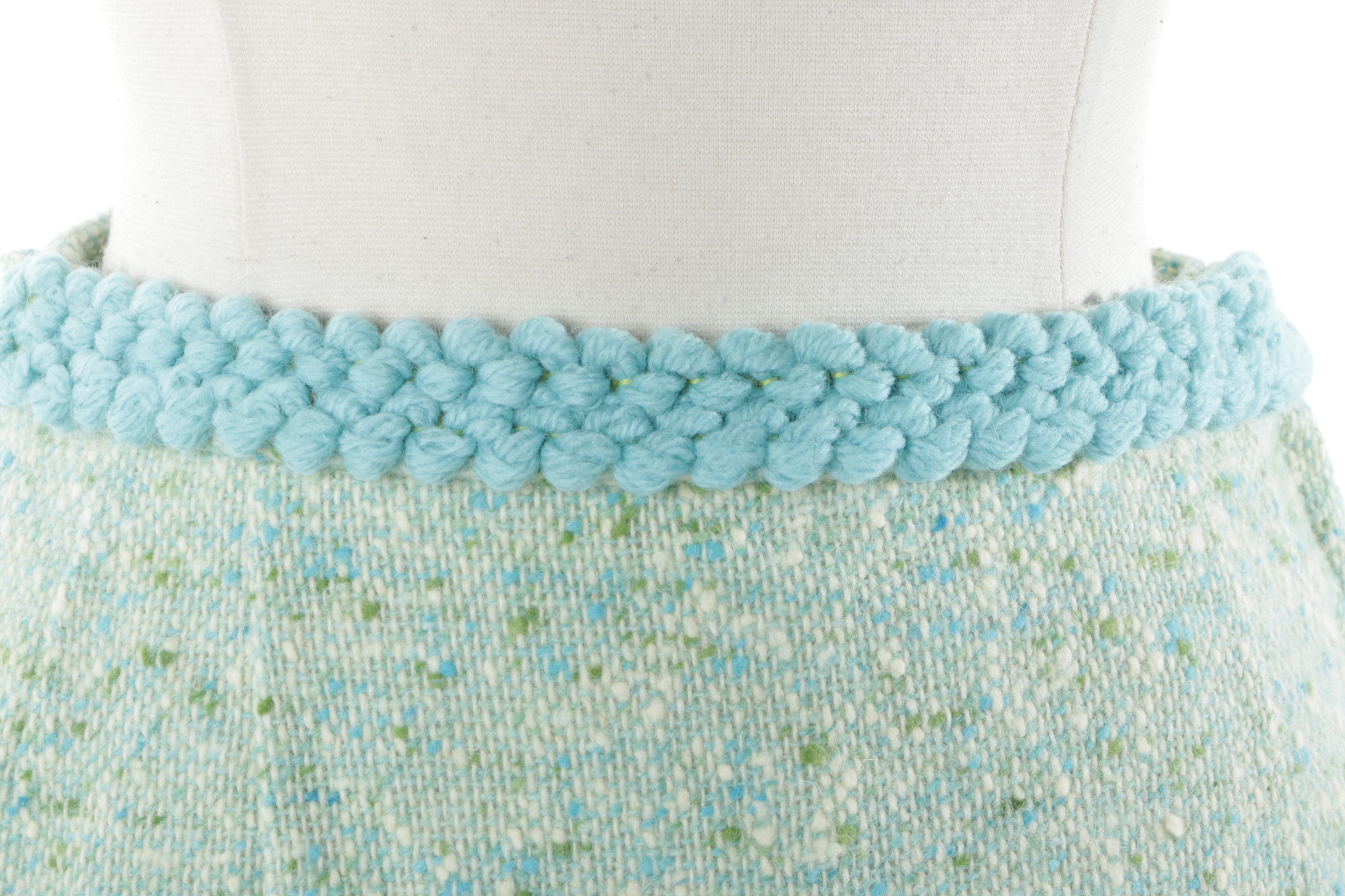 1960s Vintage Pendleton Green and Blue Wool Tweed Skirt Suit