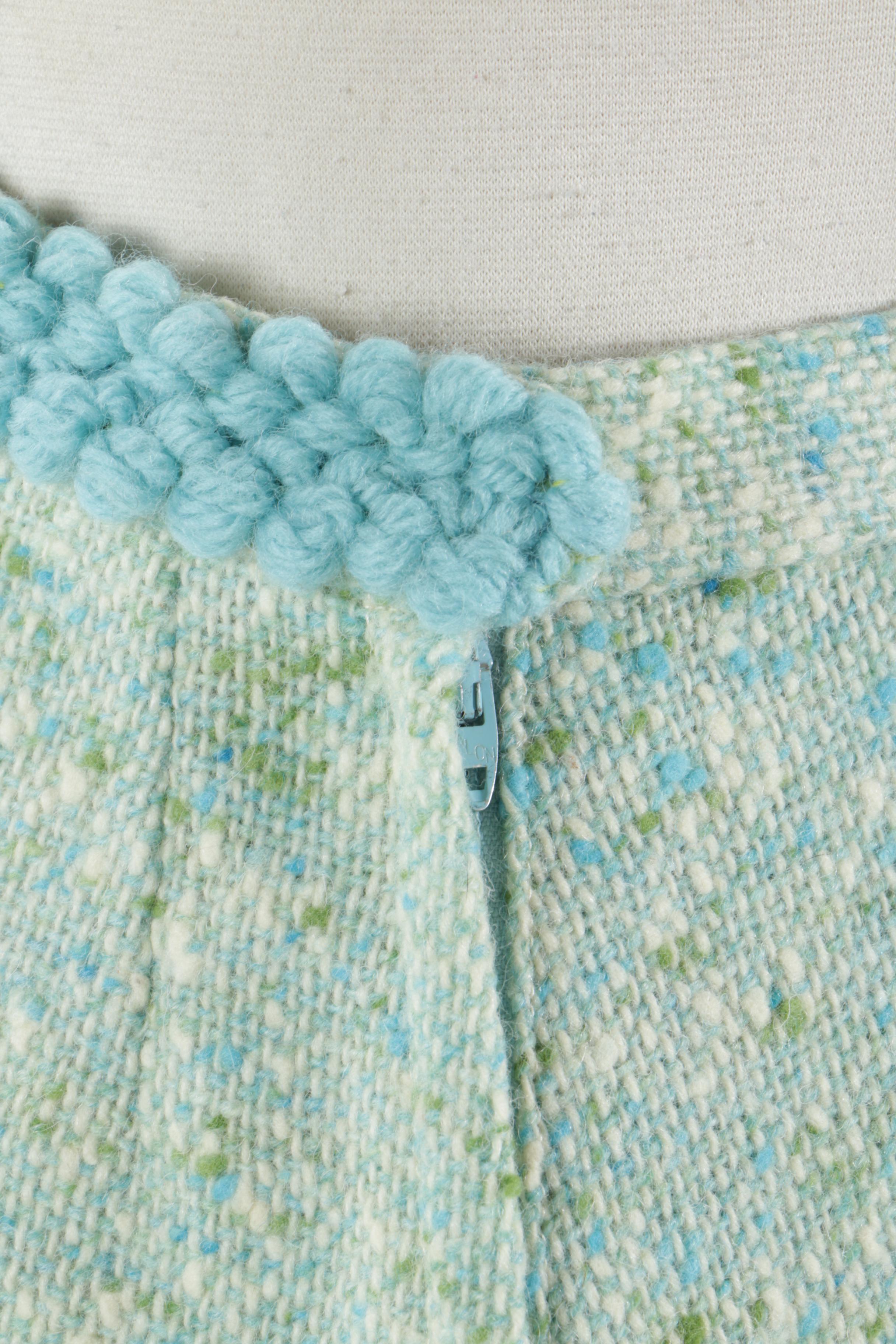 1960s Vintage Pendleton Green and Blue Wool Tweed Skirt Suit