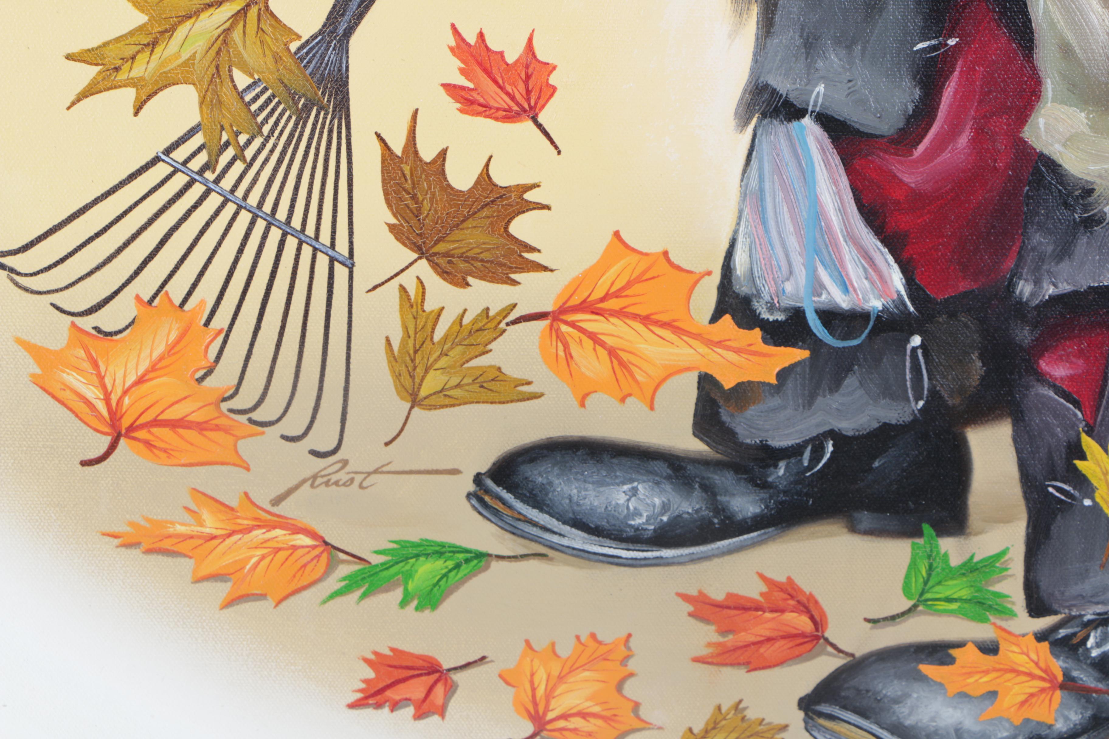 D.L. "Rusty" Rust Oil Painting of an Autumn Scene