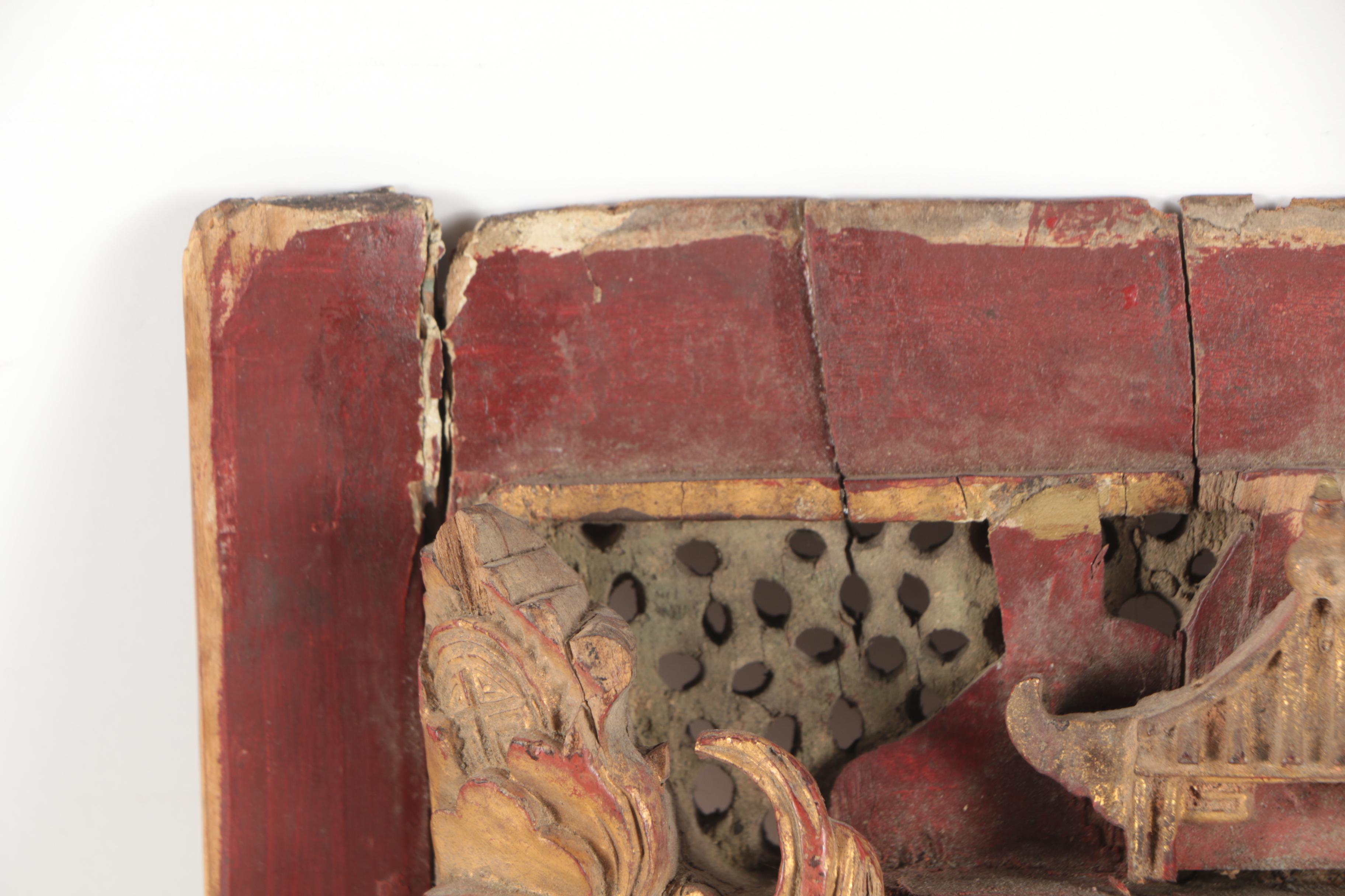 Chinese Polychrome and Gilt Wood Carvings and Architectural Fragments