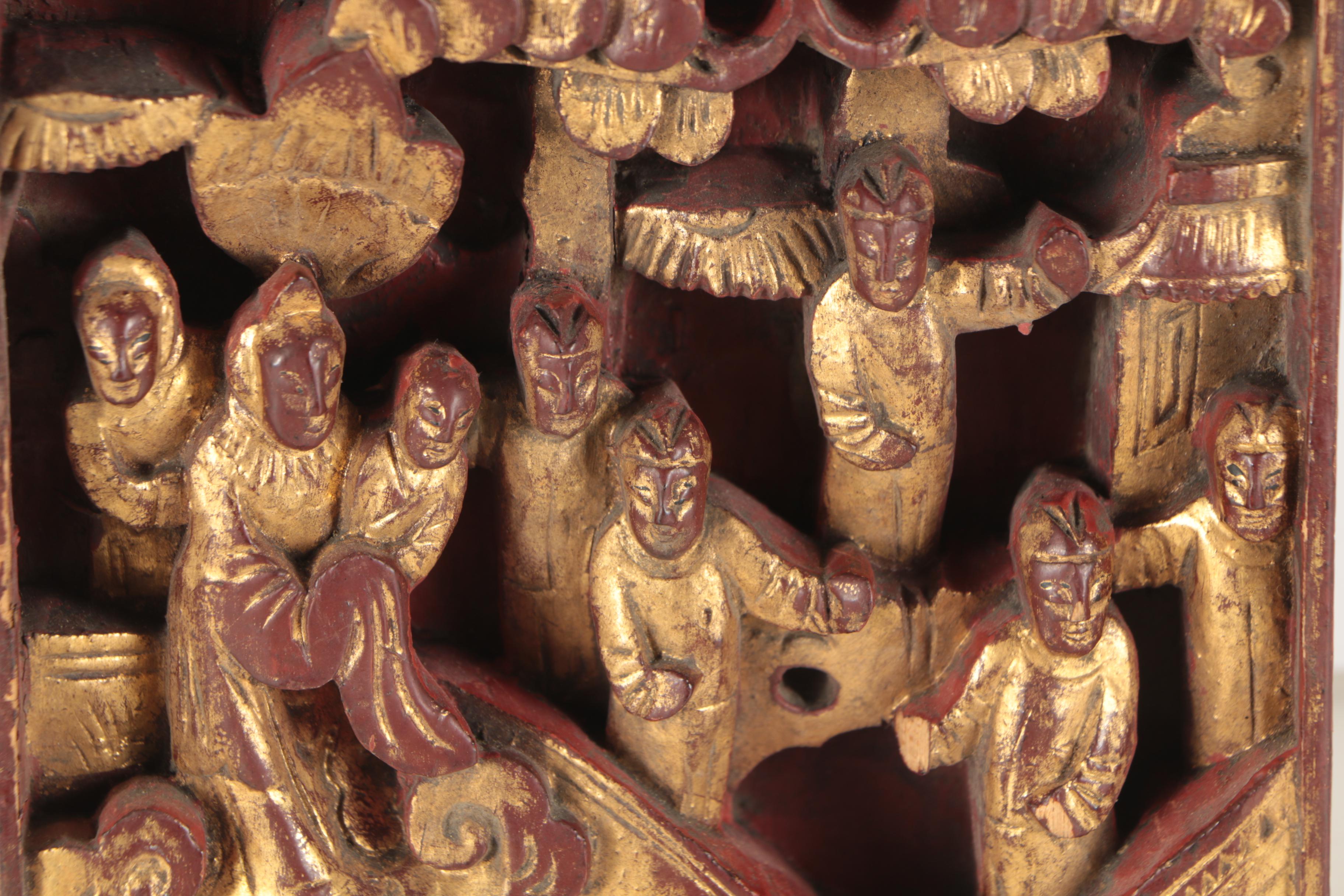 Chinese Polychrome and Gilt Wood Carvings and Architectural Fragments