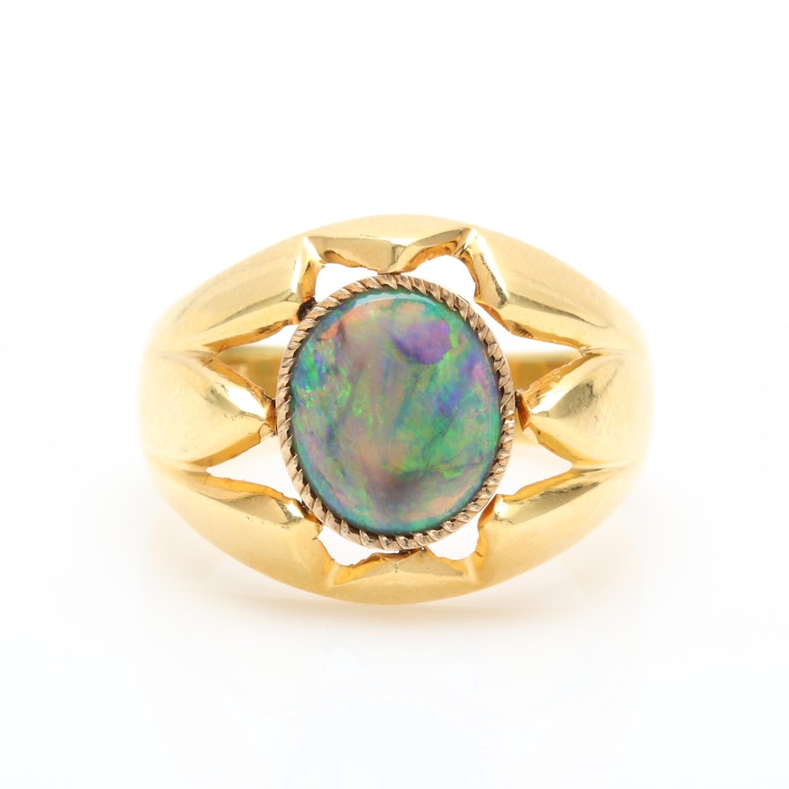 14K Yellow Gold Opal Ring