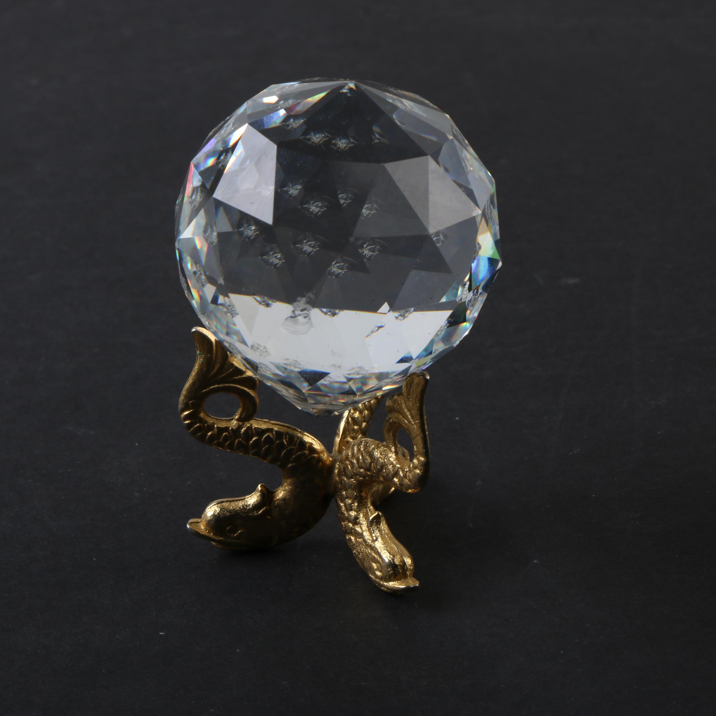 Spherical Glass Decor and Brass Stand