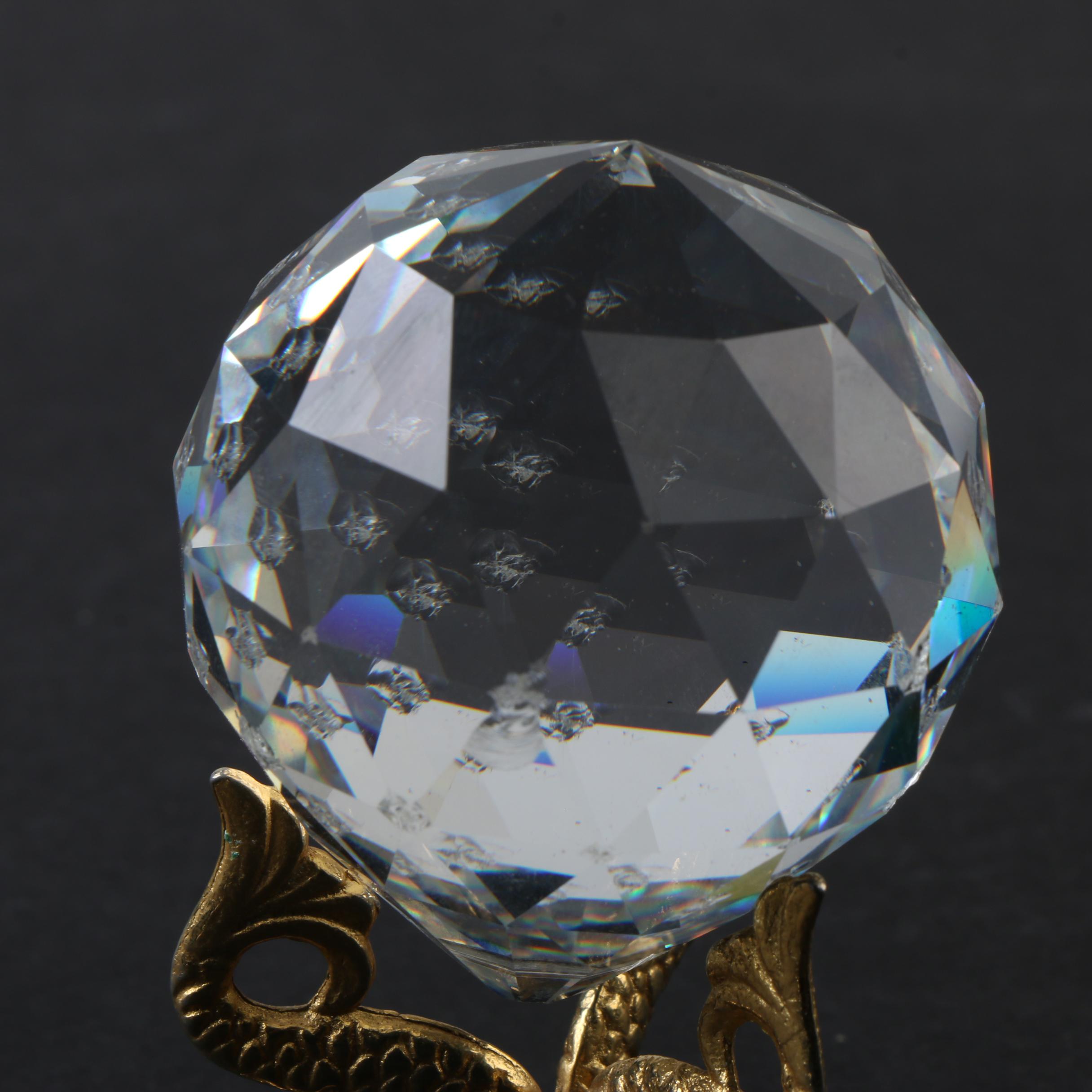 Spherical Glass Decor and Brass Stand