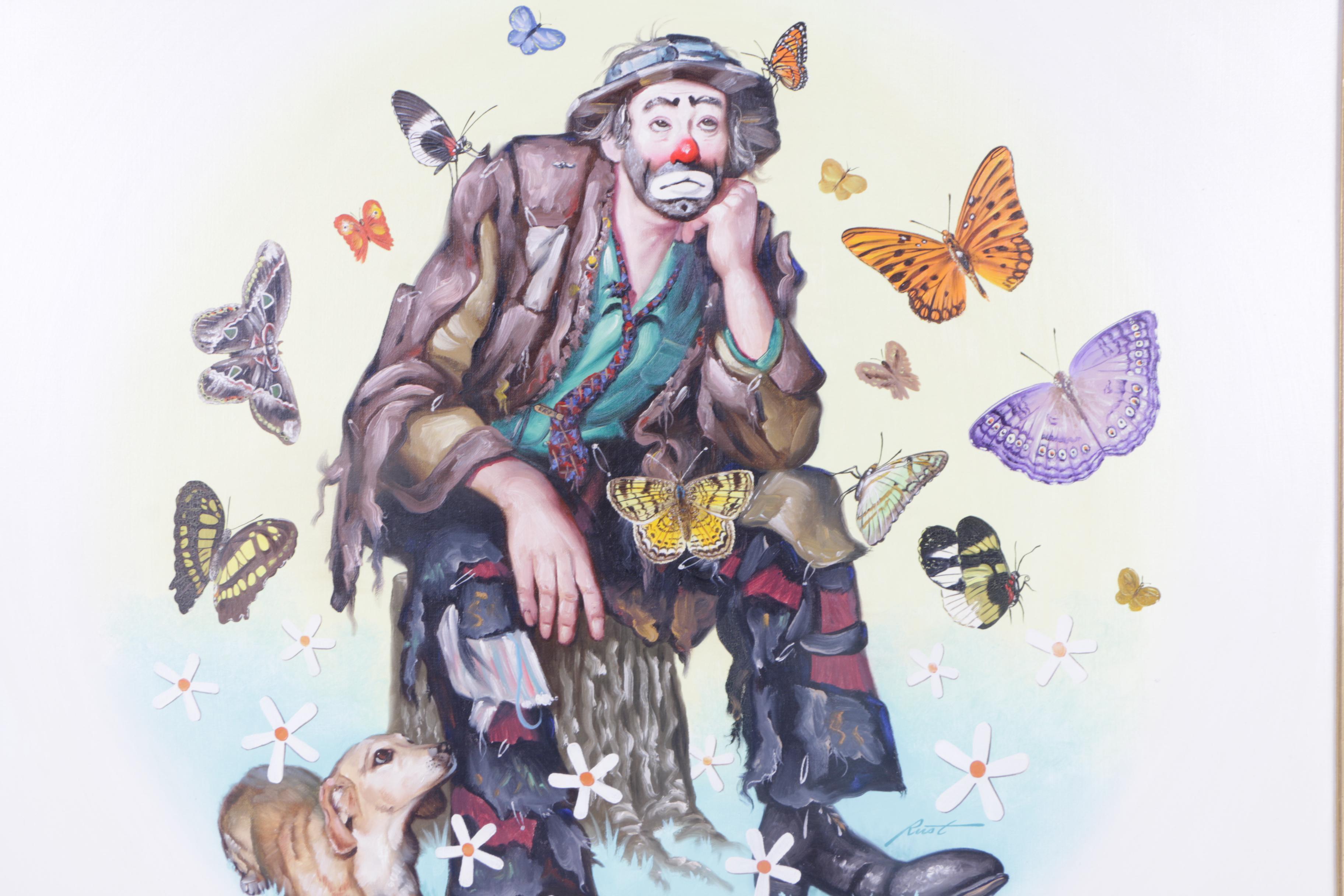 Donald L. "Rusty" Rust 1990 Oil Painting of Emmett Kelly, Jr. "Spring"