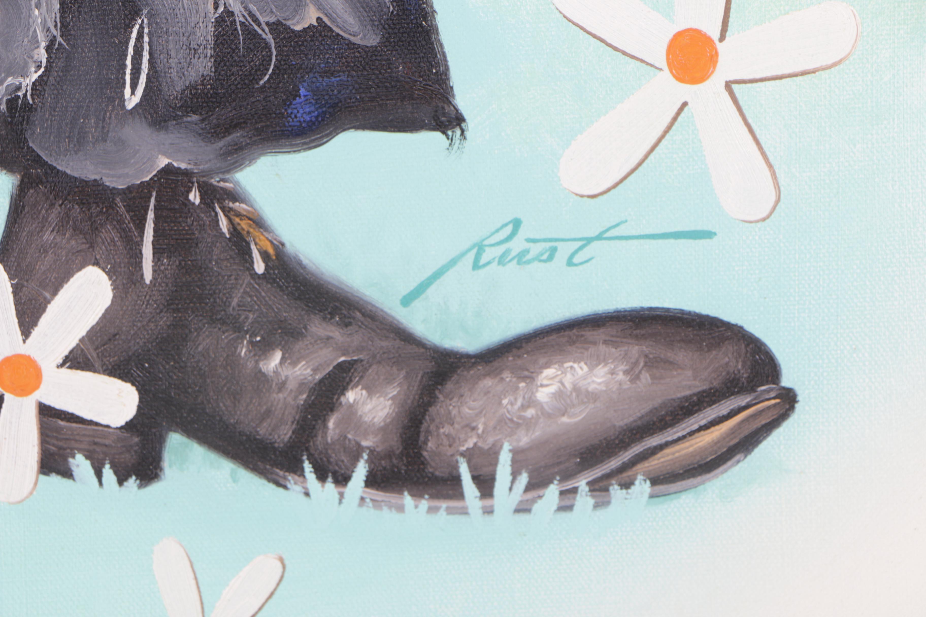 Donald L. "Rusty" Rust 1990 Oil Painting of Emmett Kelly, Jr. "Spring"