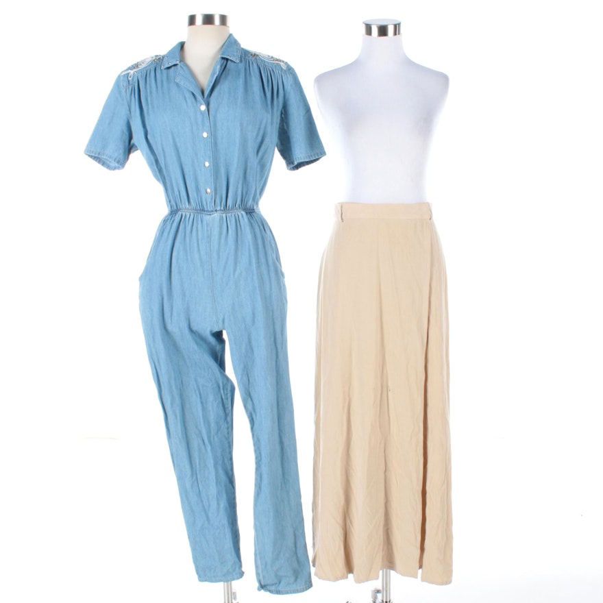 Vintage Pado Denim Jumpsuit and Ropa Wrap Skirt