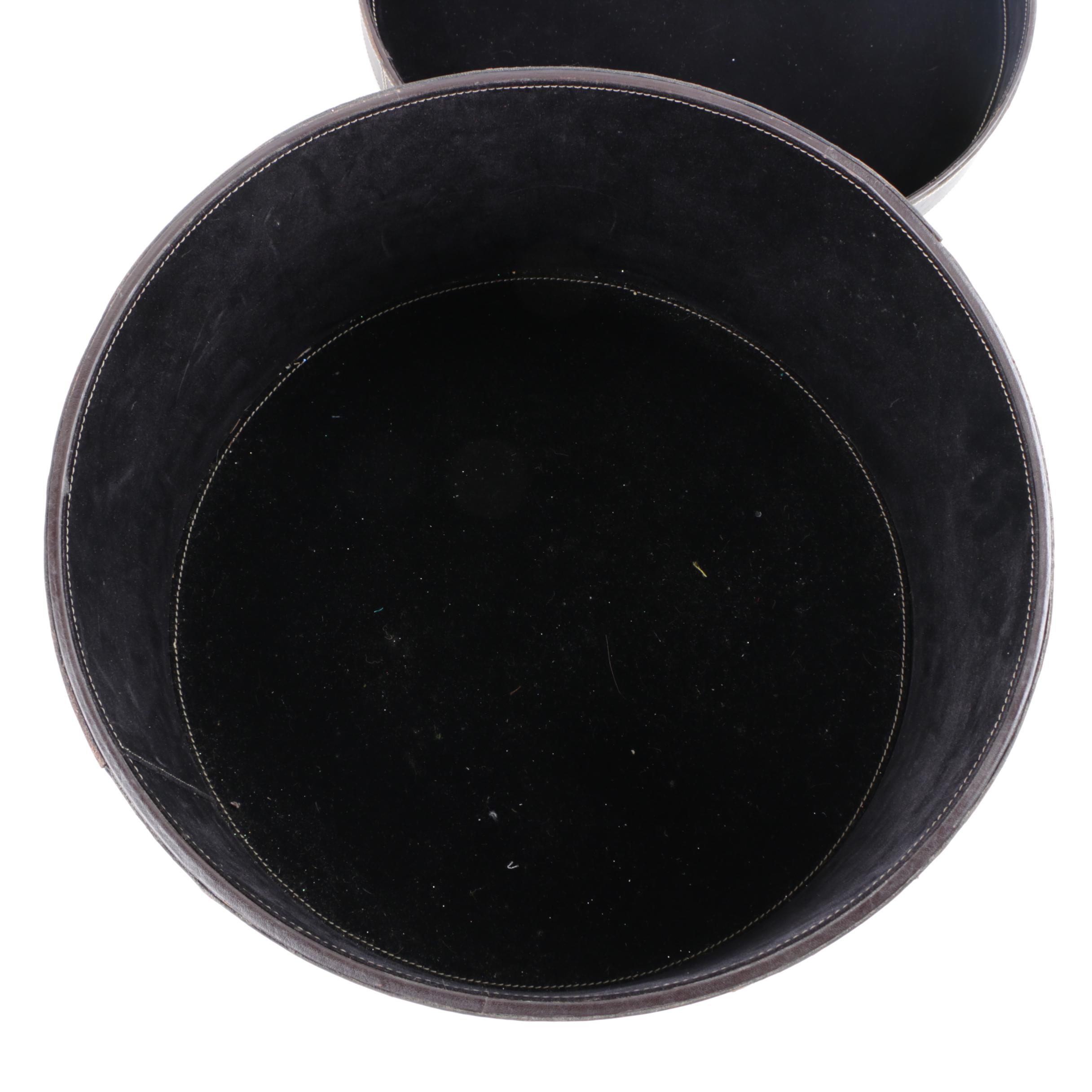 Leather Hatbox with Chain Link Style Accents