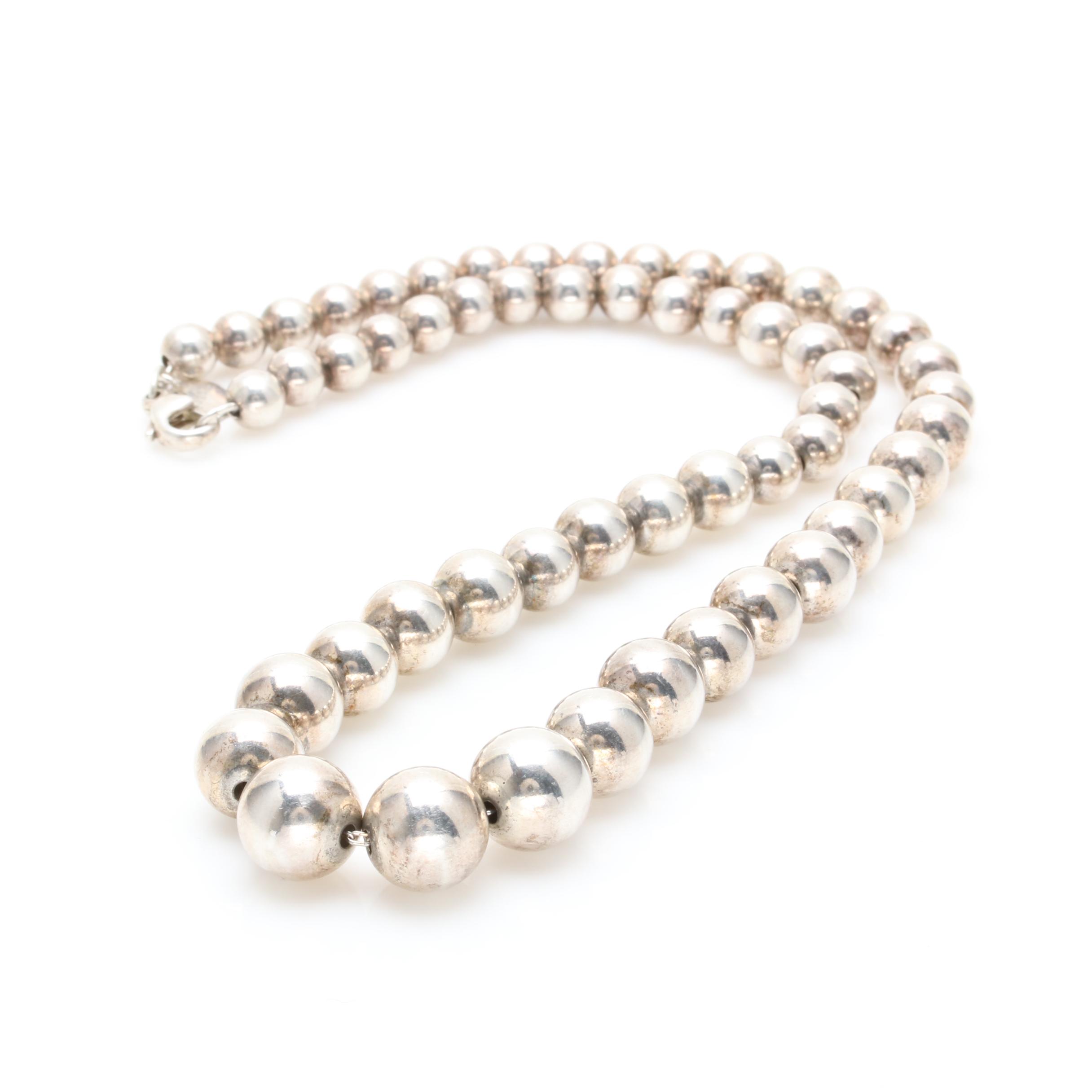 Tiffany & Co. "HardWear Collection" Sterling Silver Graduated Ball Necklace