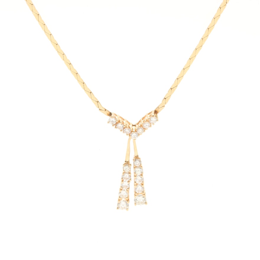 14K Yellow Gold 1.50 CTW Diamond Pendant Necklace