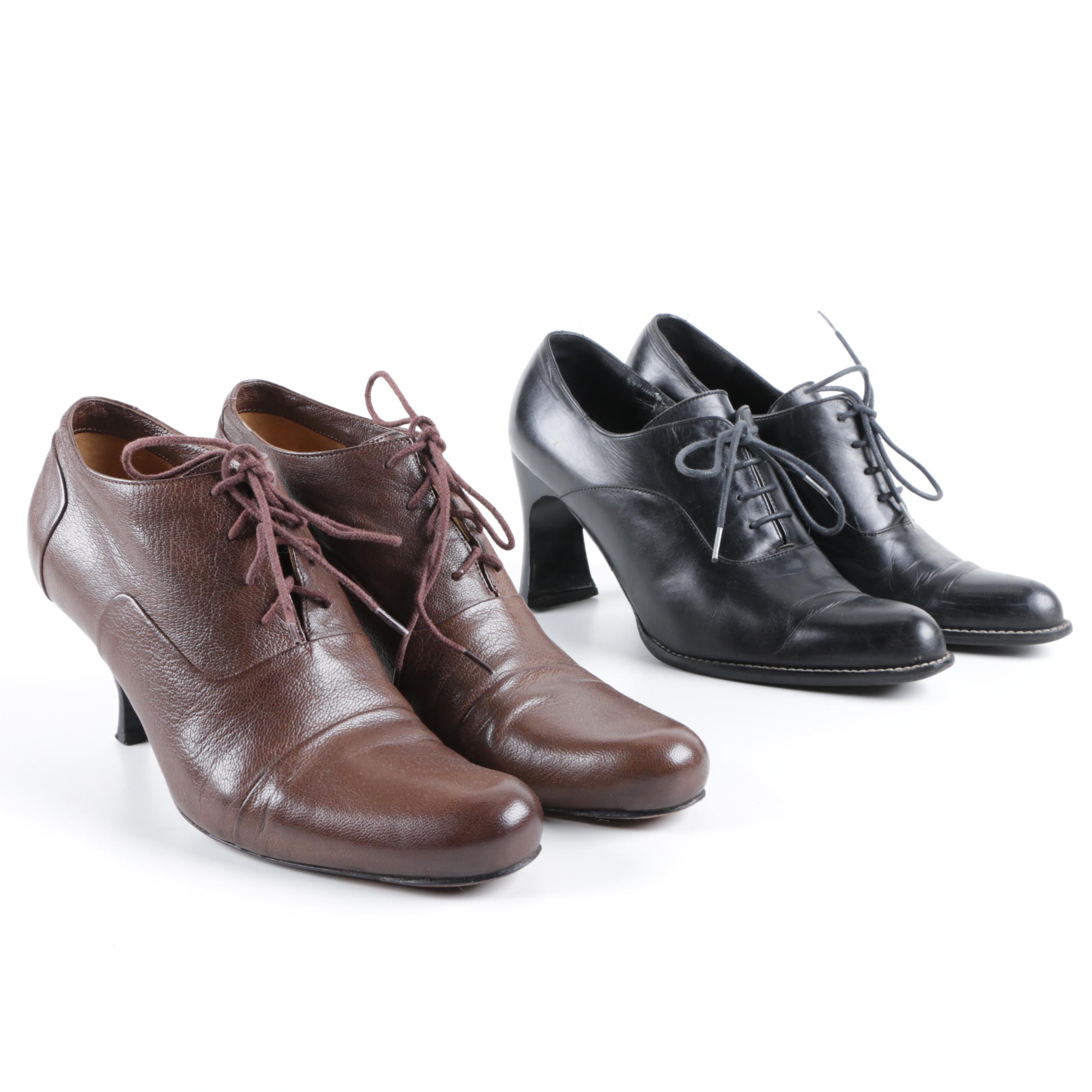 Robert Clergerie and Roberto Del Carlo Heeled Oxford Booties