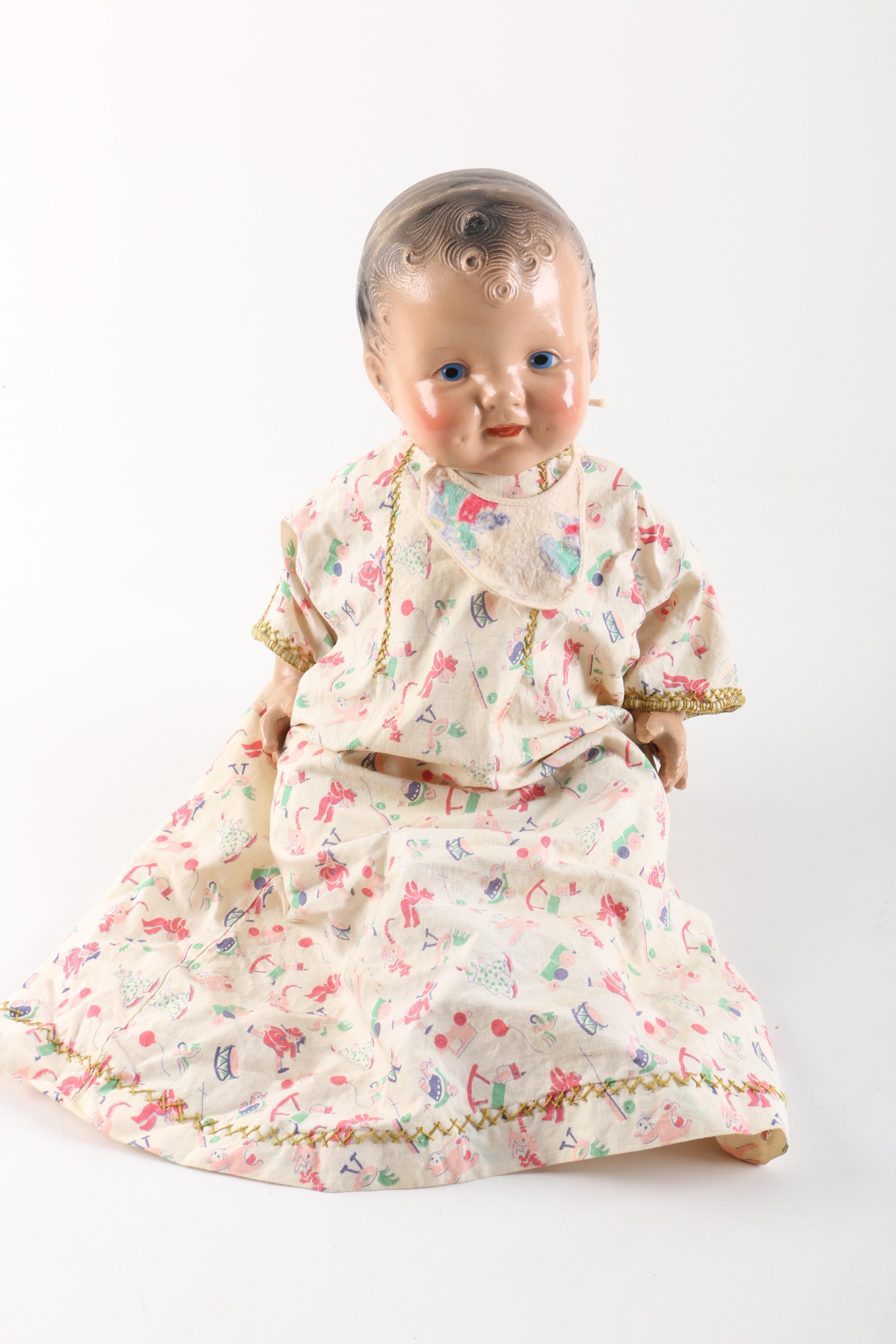 Circa 1930s Ideal "Shirley Temple" Doll and Composition Baby Doll