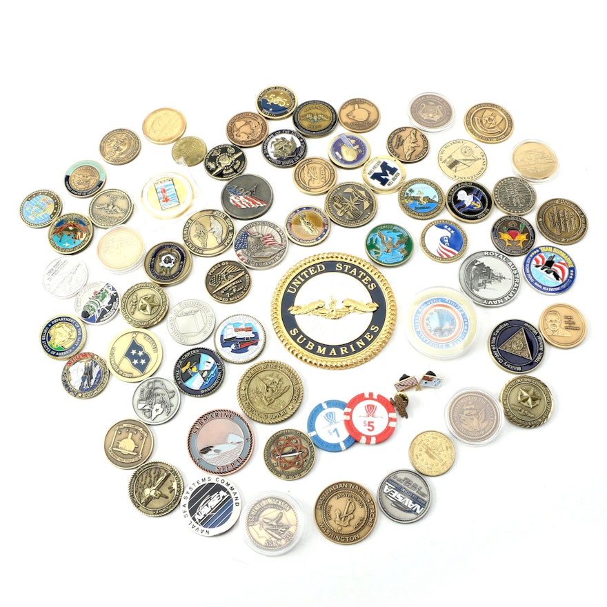 American and Australian Naval and Submarine Military Tokens and Pins
