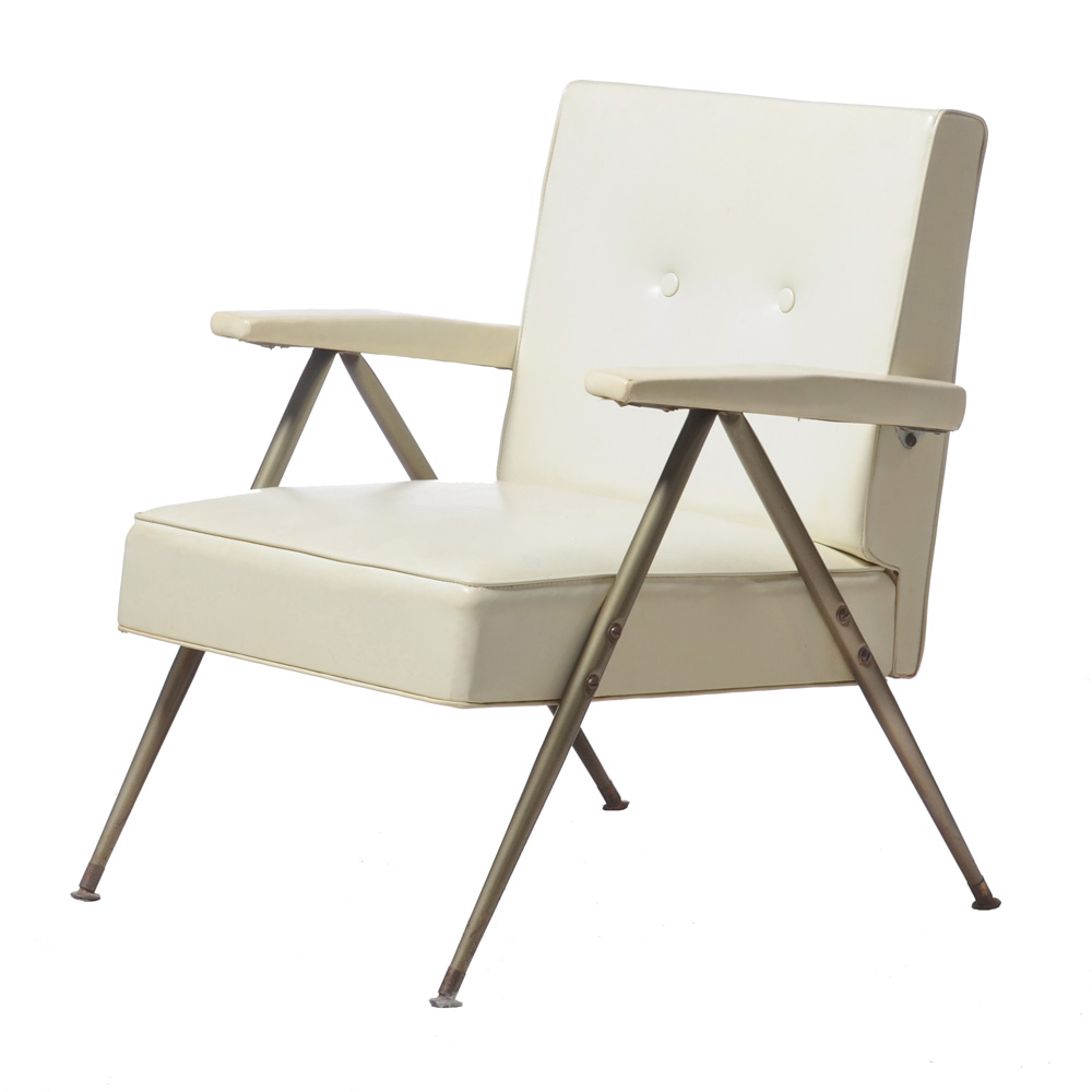 Mid Century Modern White Armchair