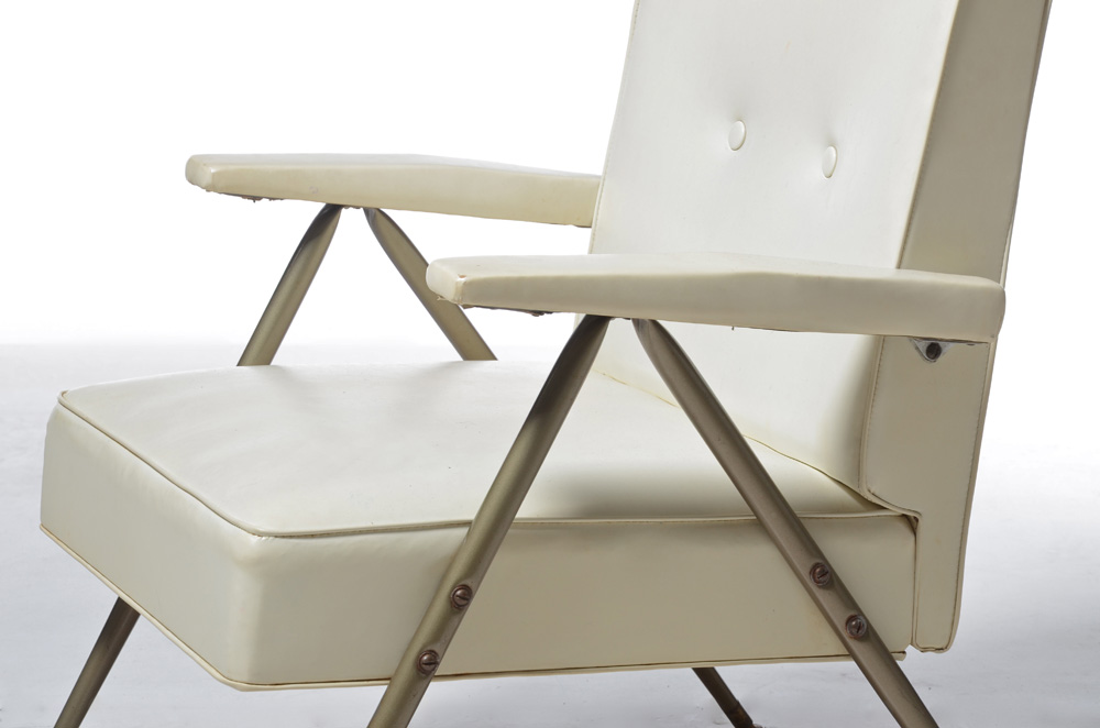 Mid Century Modern White Armchair