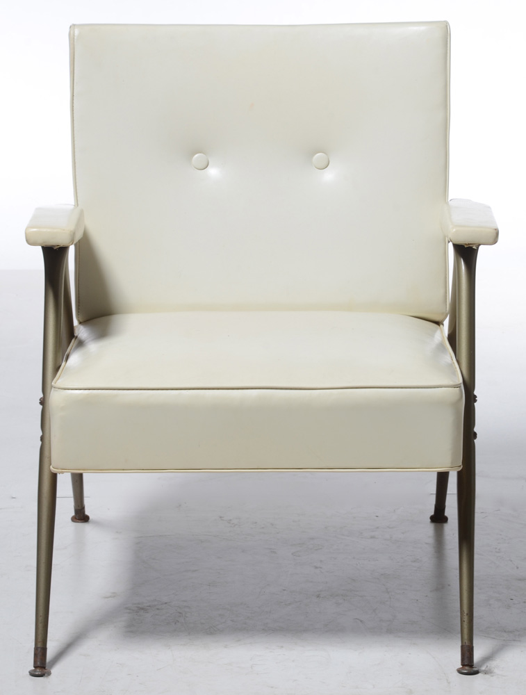 Mid Century Modern White Armchair