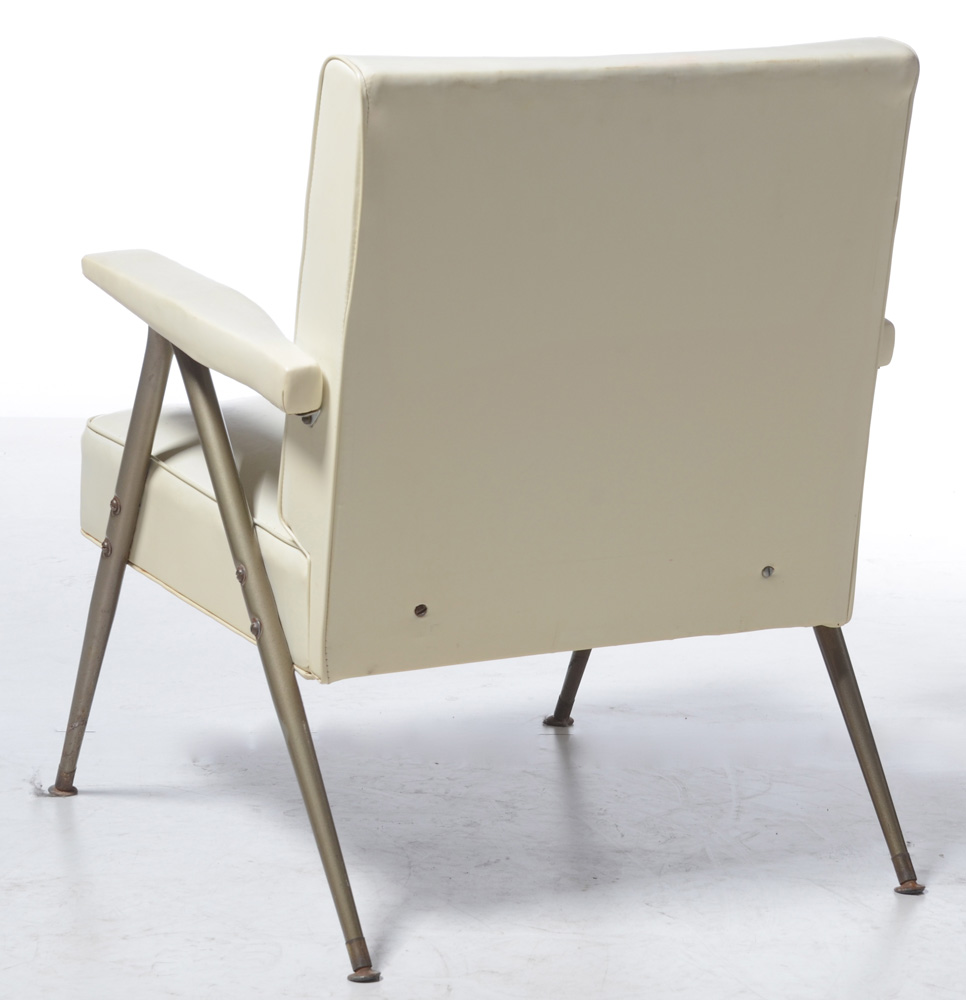 Mid Century Modern White Armchair