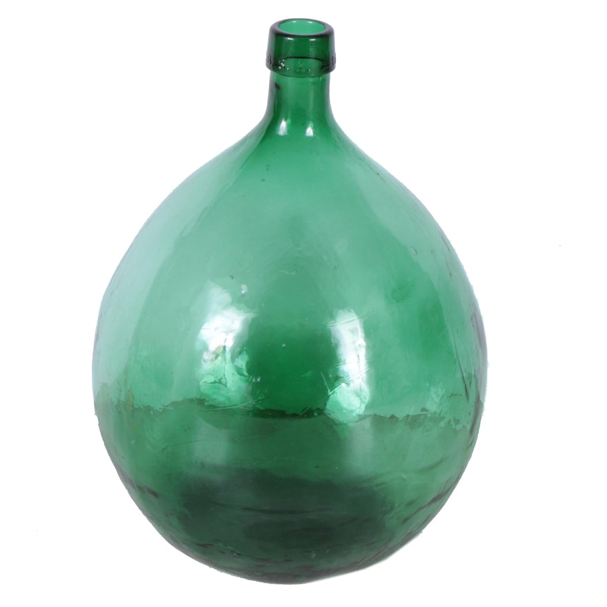 Vintage Spanish Glass Demijohn Wine Jug