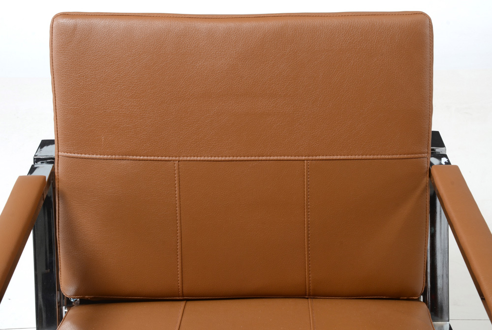 Leather Upholstered Chrome Armchair