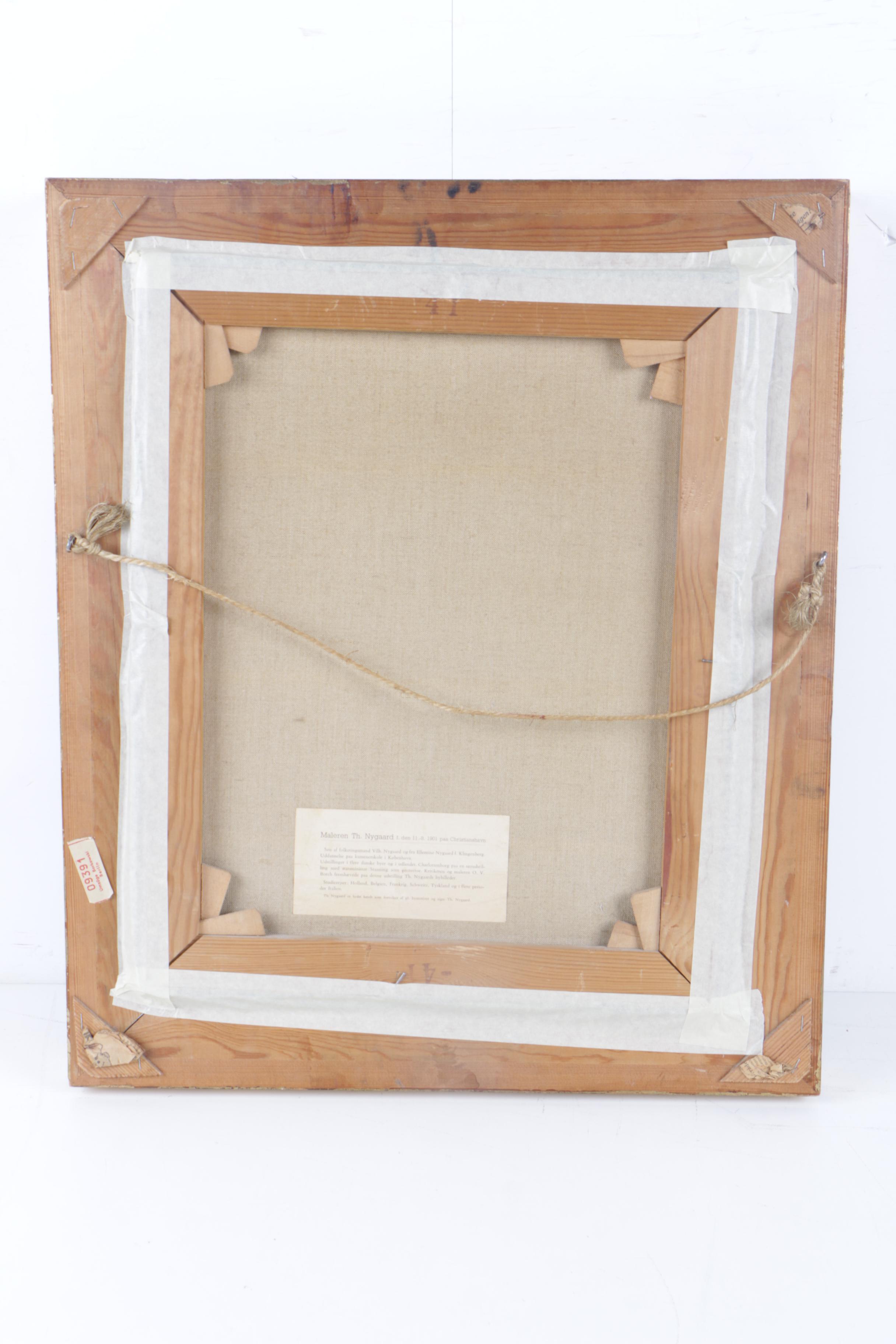 Theodor Nygaard Mid Century Oil Painting of Danish Street Scene