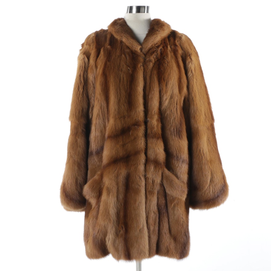 Women's Dyed Muskrat Fur Coat