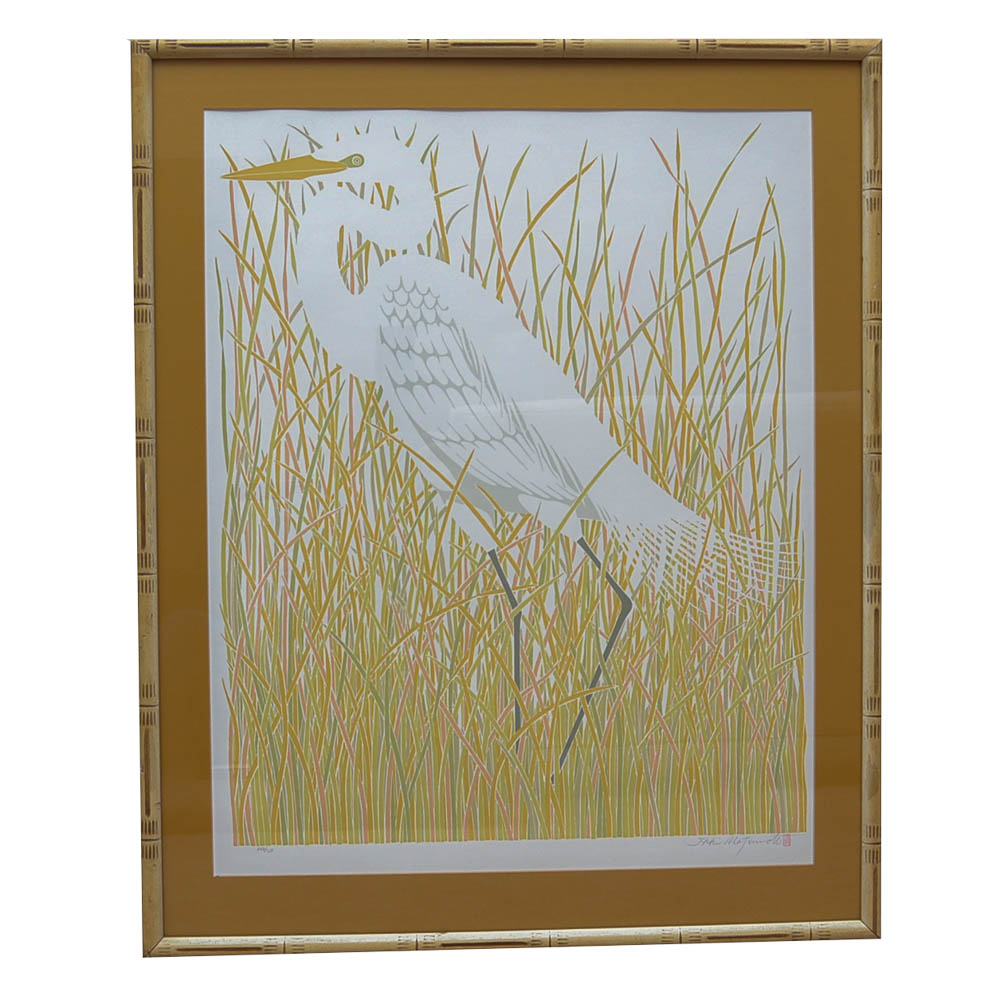 Ikki Matsumoto Serigraph "Common Egret"