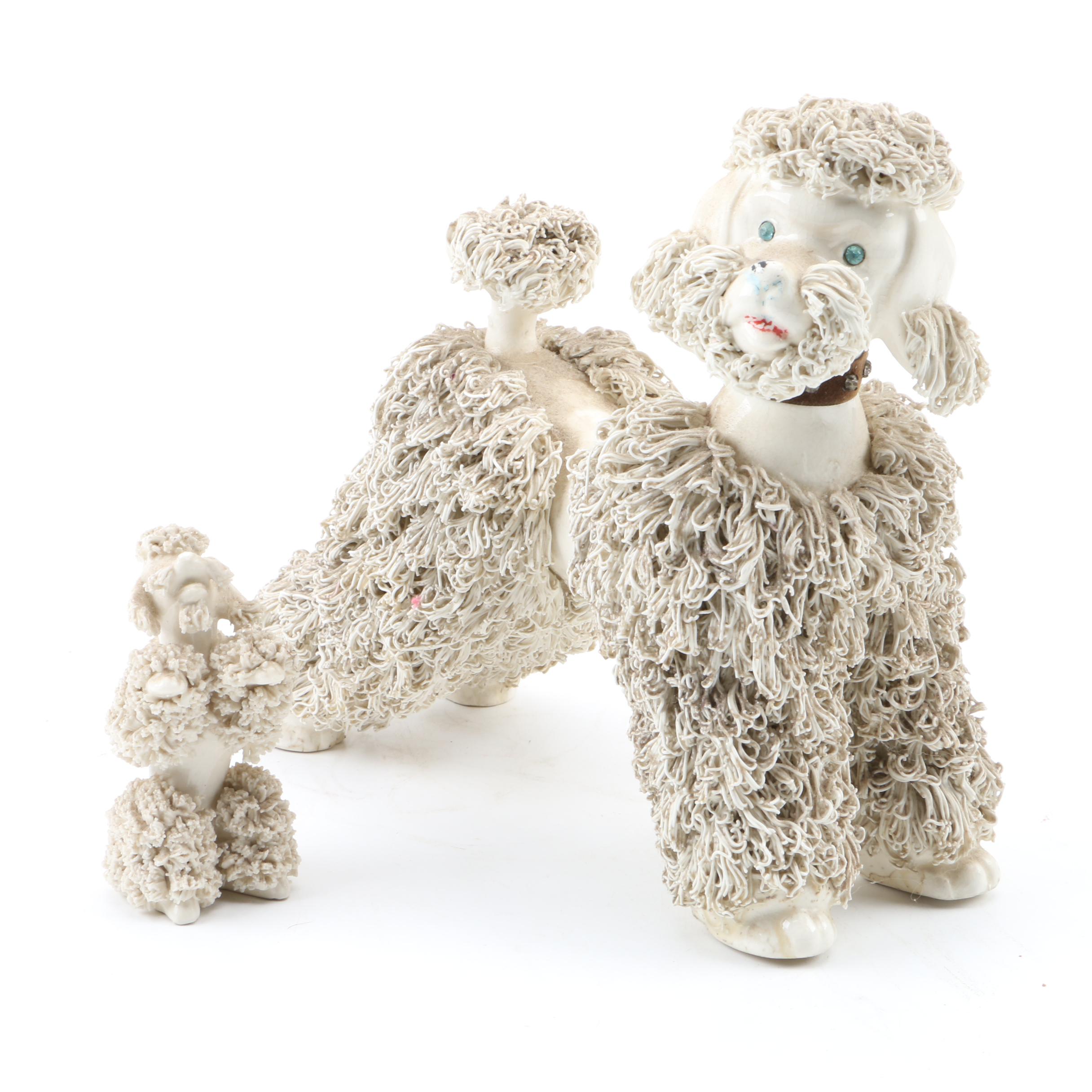 Circa 1940s Ceramic Poodle Figurines