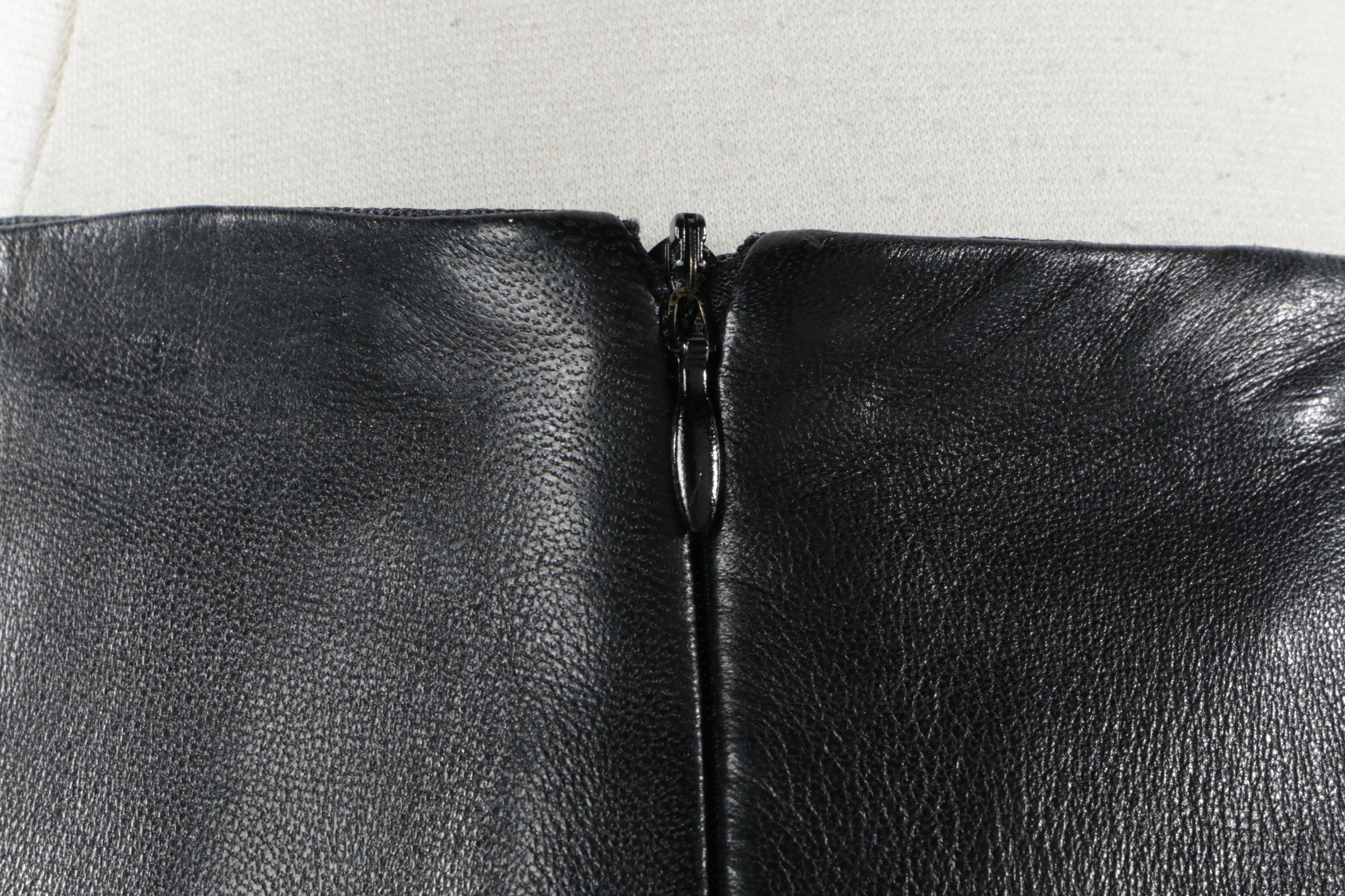 Wes Gordon Debut Collection Black Lambskin Leather Skirt