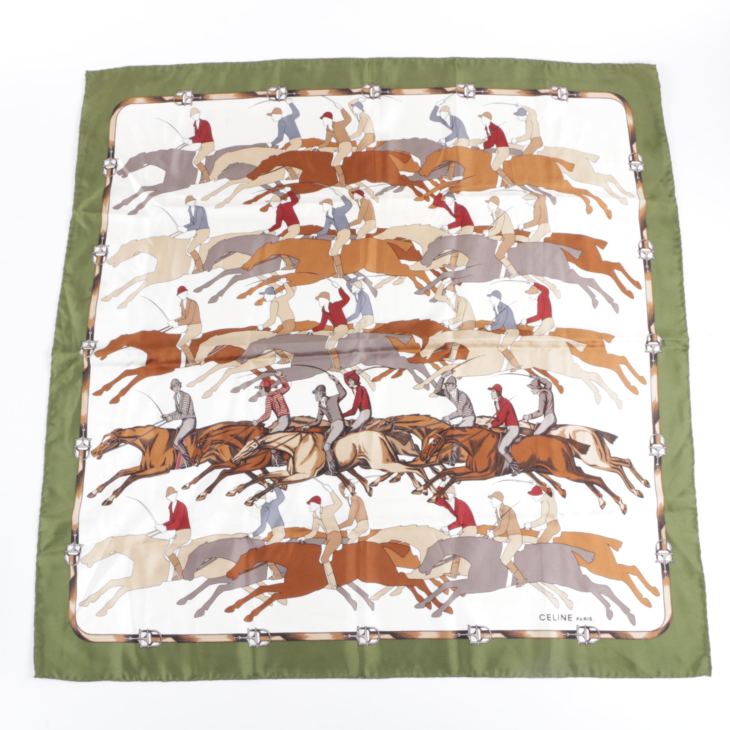 Céline Equestrian Print Silk Scarves