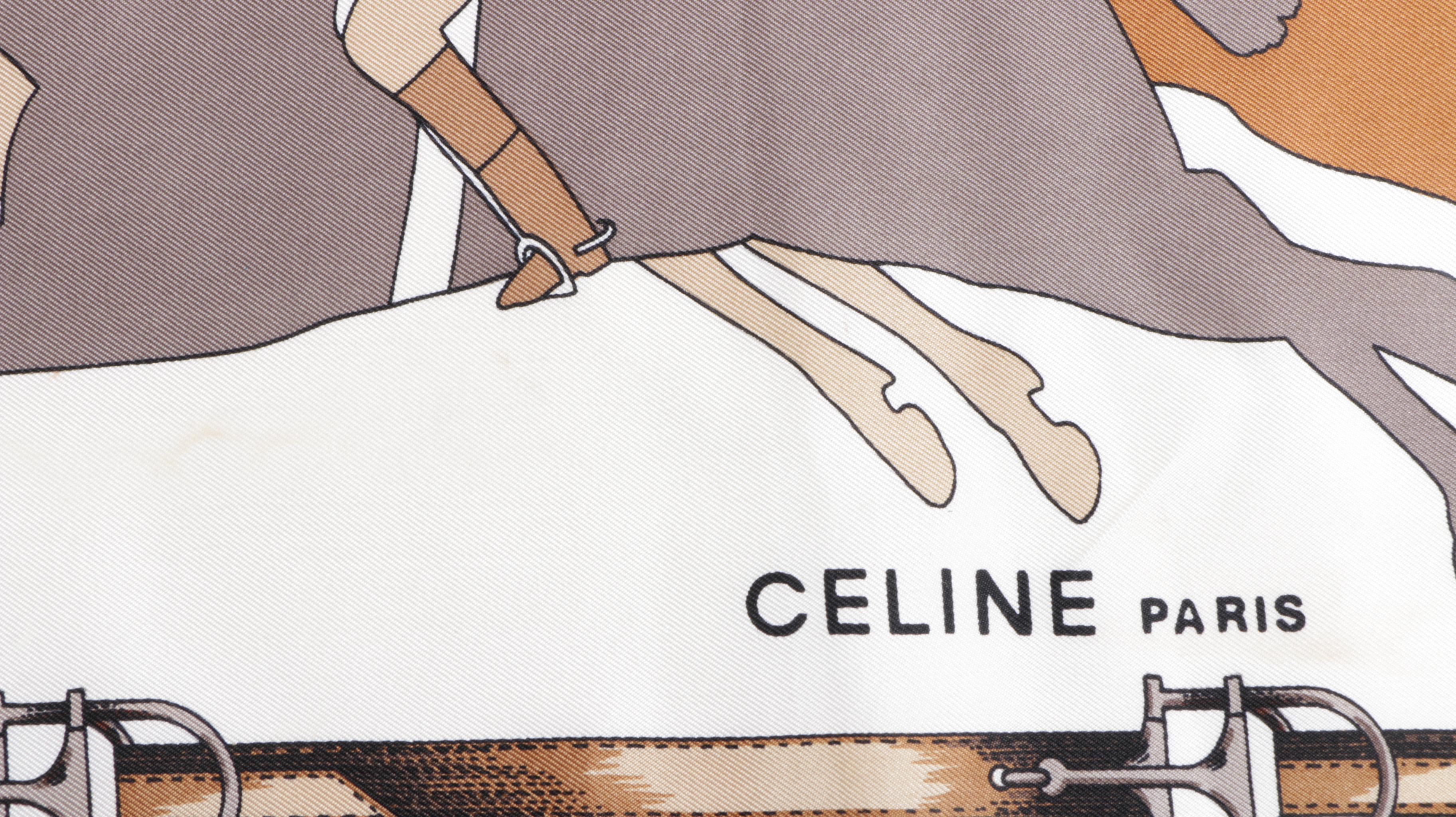 Céline Equestrian Print Silk Scarves
