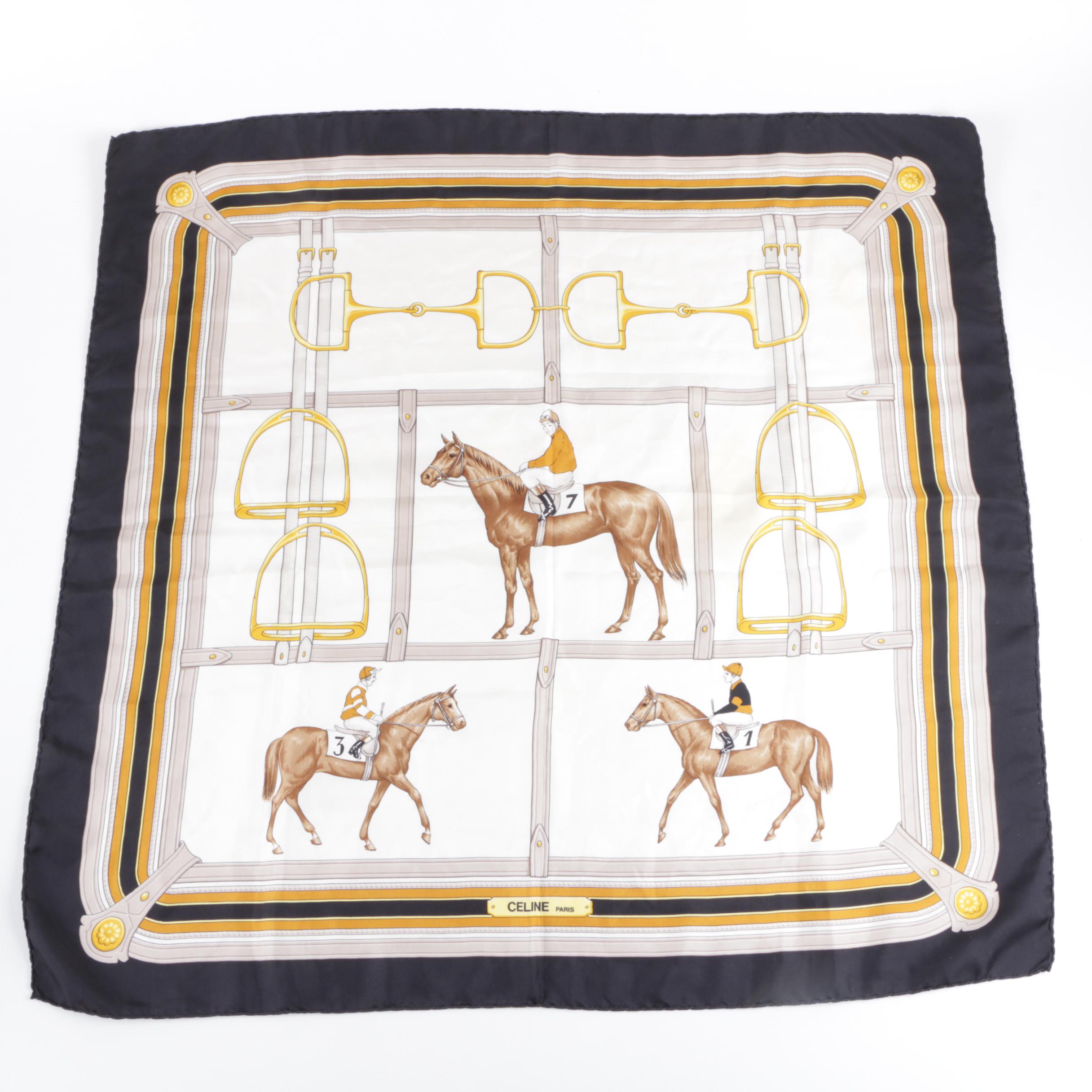 Céline Equestrian Print Silk Scarves