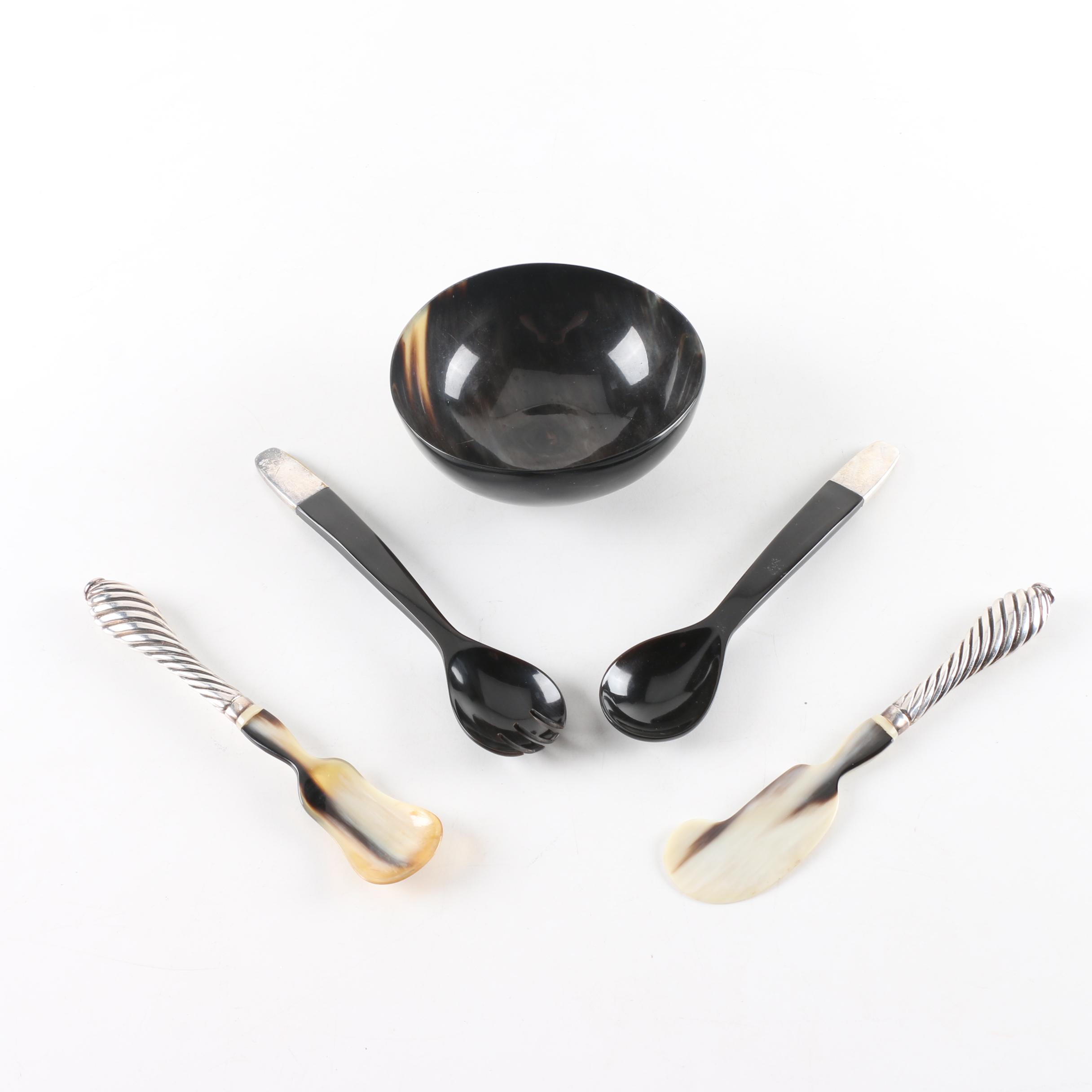 Horn and Silver Accented Tableware