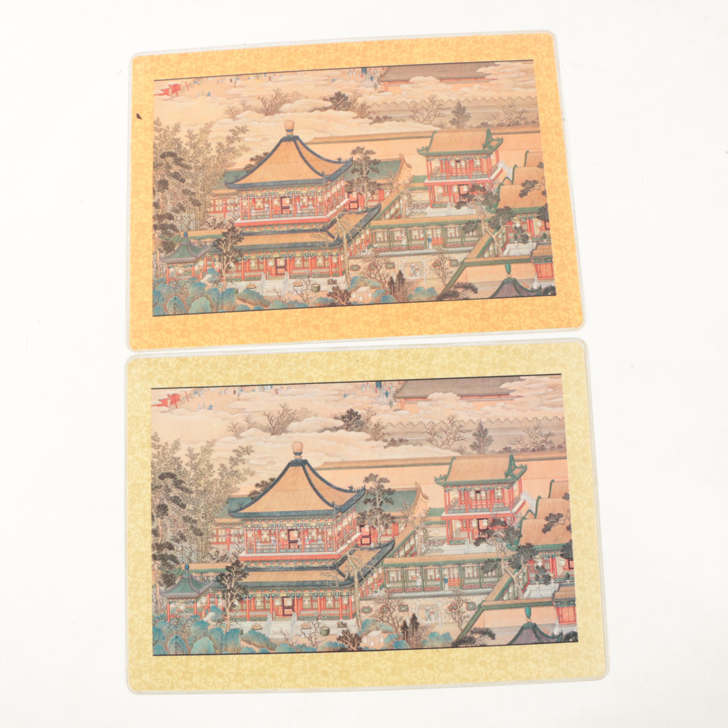 Offset Lithographs Placemats After Chinese Paintings