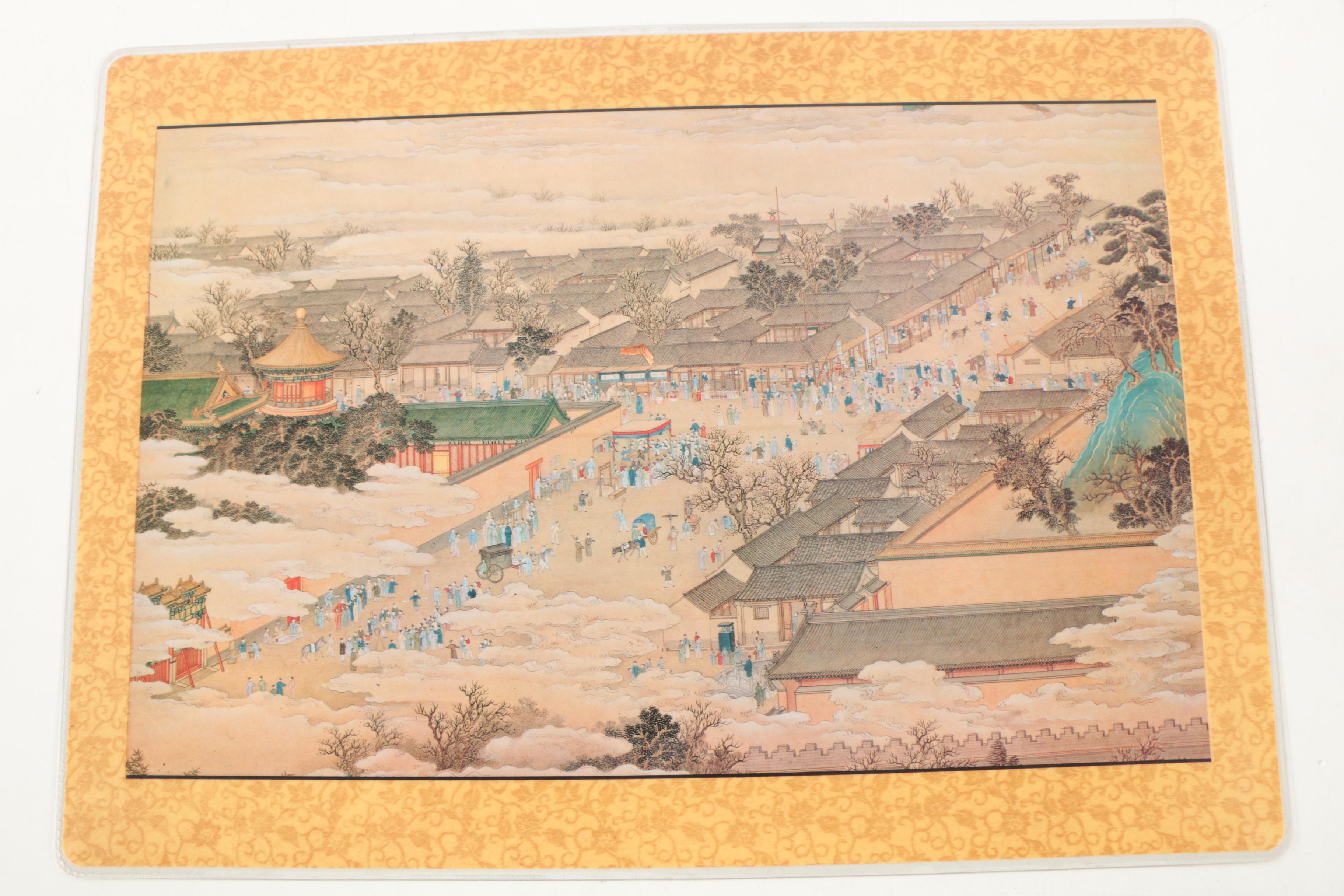 Offset Lithographs Placemats After Chinese Paintings