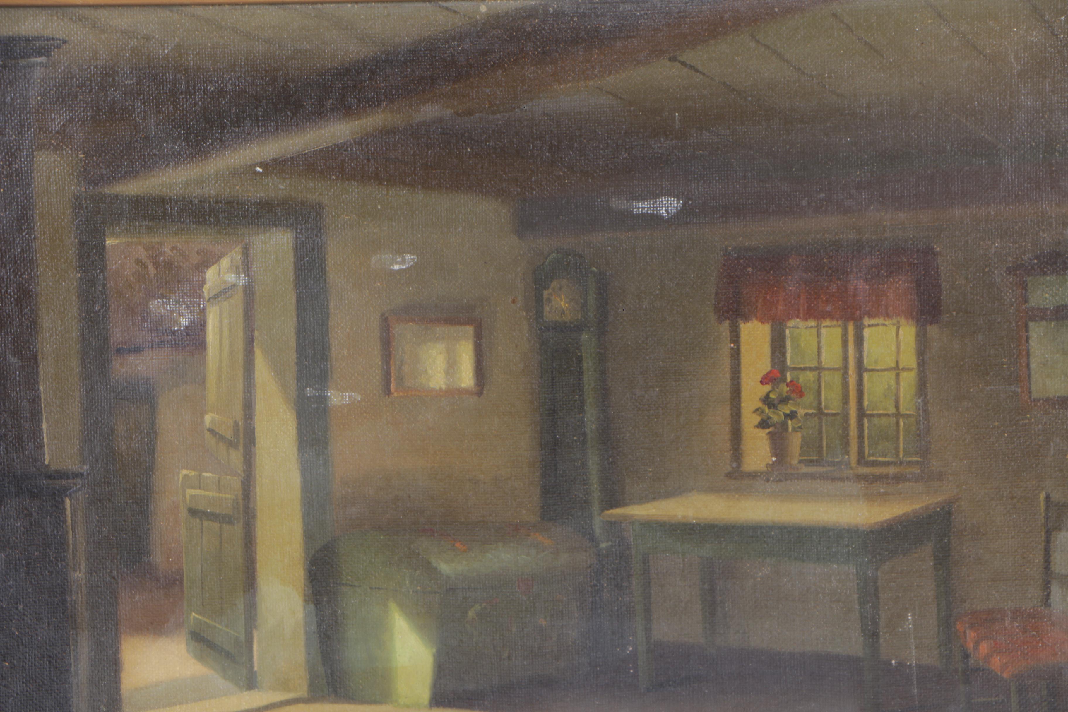 Emil Philippe Auguste Schneider Oil Painting of an Interior Scene