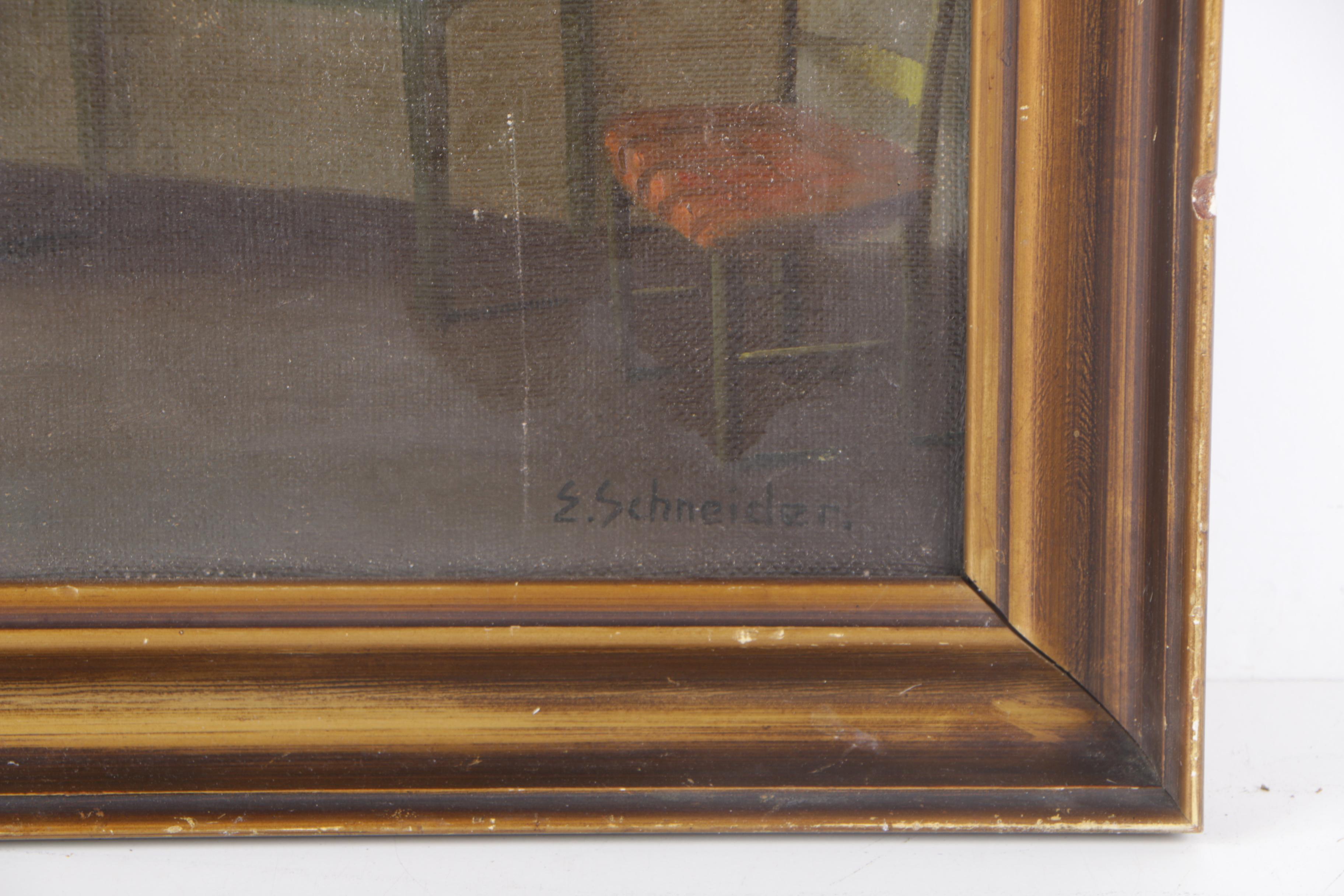 Emil Philippe Auguste Schneider Oil Painting of an Interior Scene