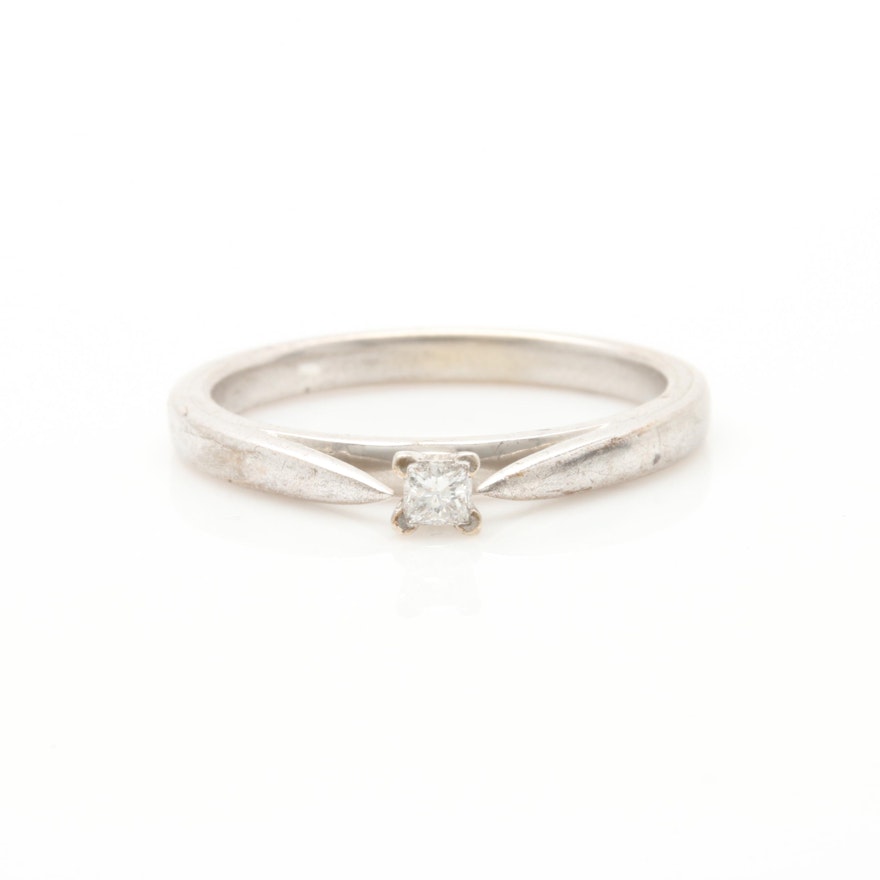 Sterling Silver Diamond Solitaire Ring