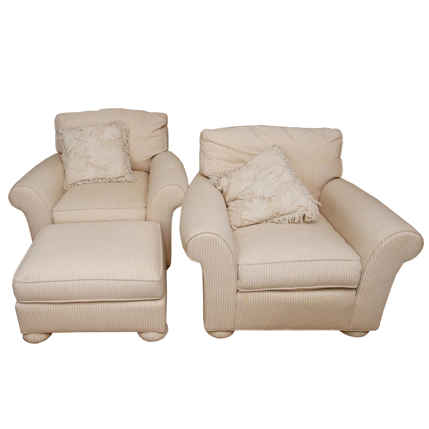 Pair of Club Chairs and Ottoman by Decoy